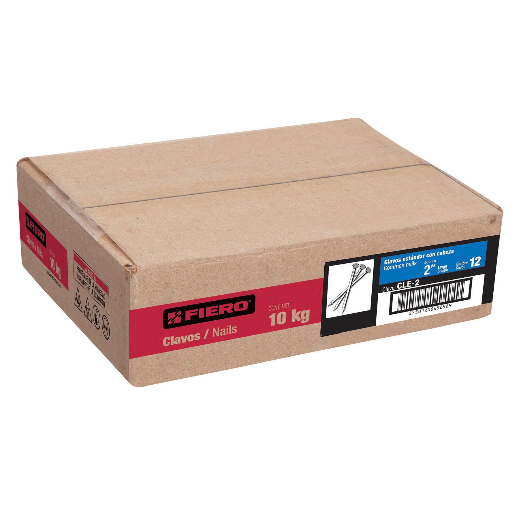 Kilo de clavo estándar 2" con cabeza en caja de 10 kg, FIERO