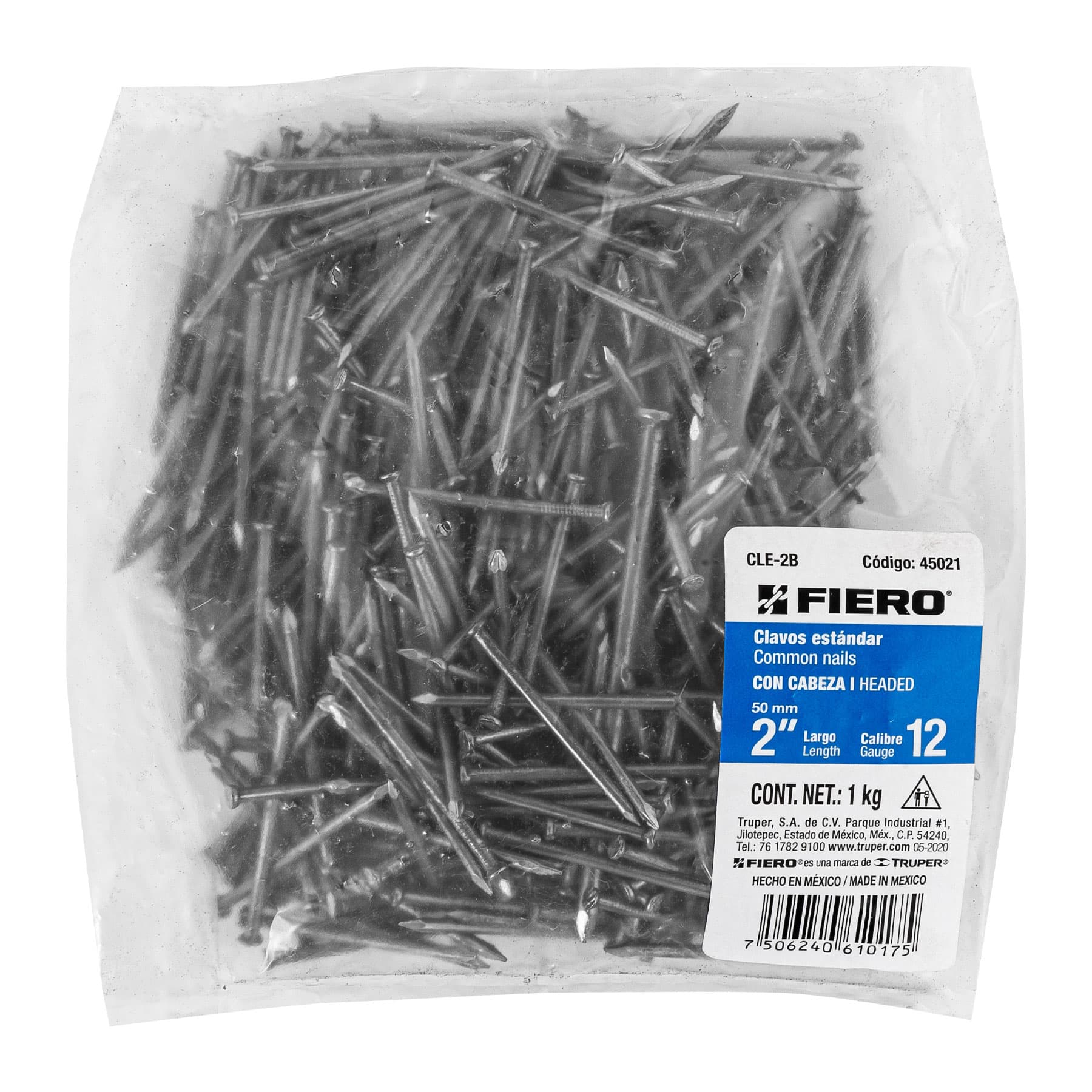 Bolsa con 1 kg de clavo estándar 2" con cabeza, FIERO