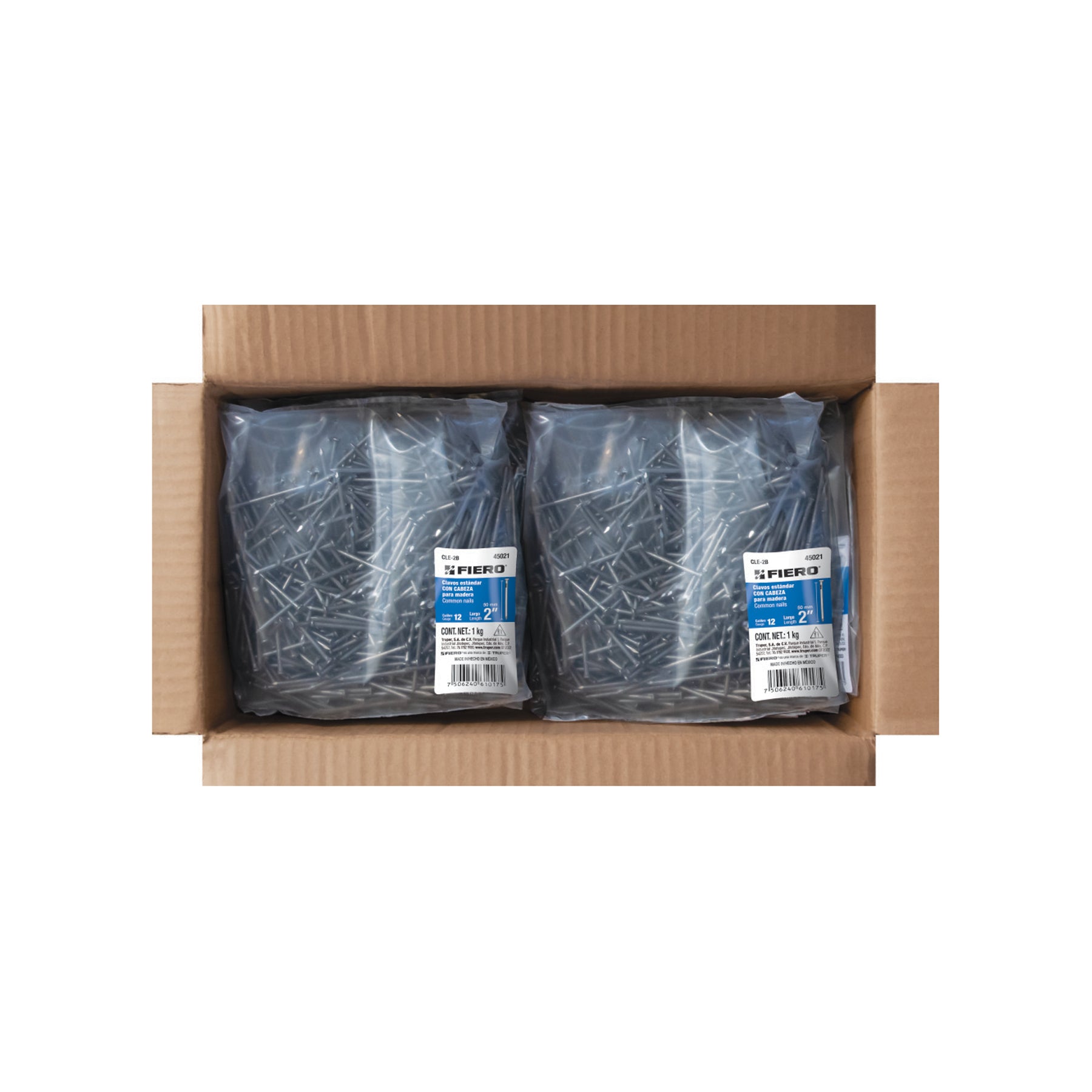 Bolsa con 1 kg de clavo estándar 2" con cabeza, FIERO