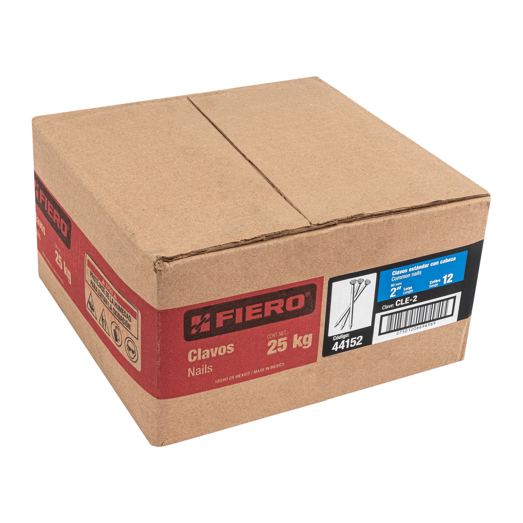 Kilo de clavo estándar 2" con cabeza en caja de 25 kg, FIERO