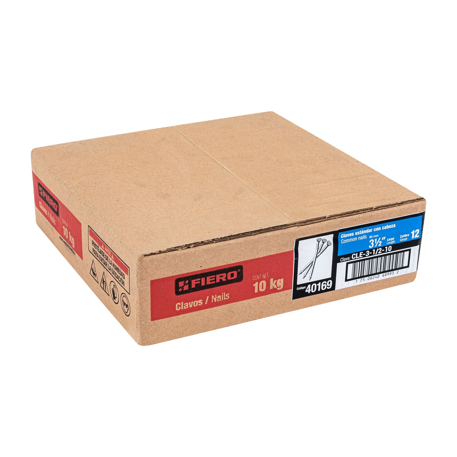 Kilo de clavo standard 3-1/2" con cabeza en caja de 10 kg