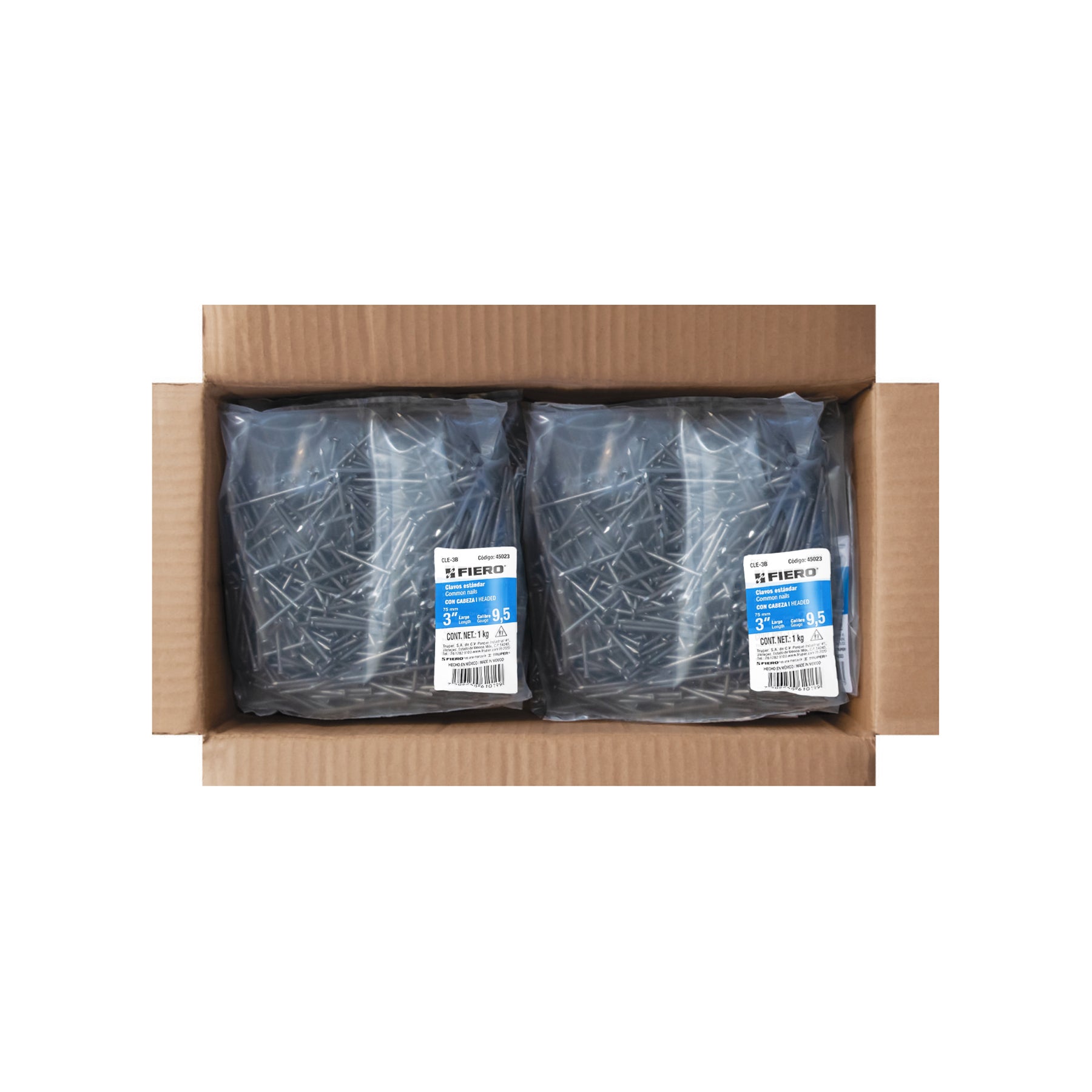 Bolsa con 1 kg de clavo estándar 3" con cabeza, FIERO