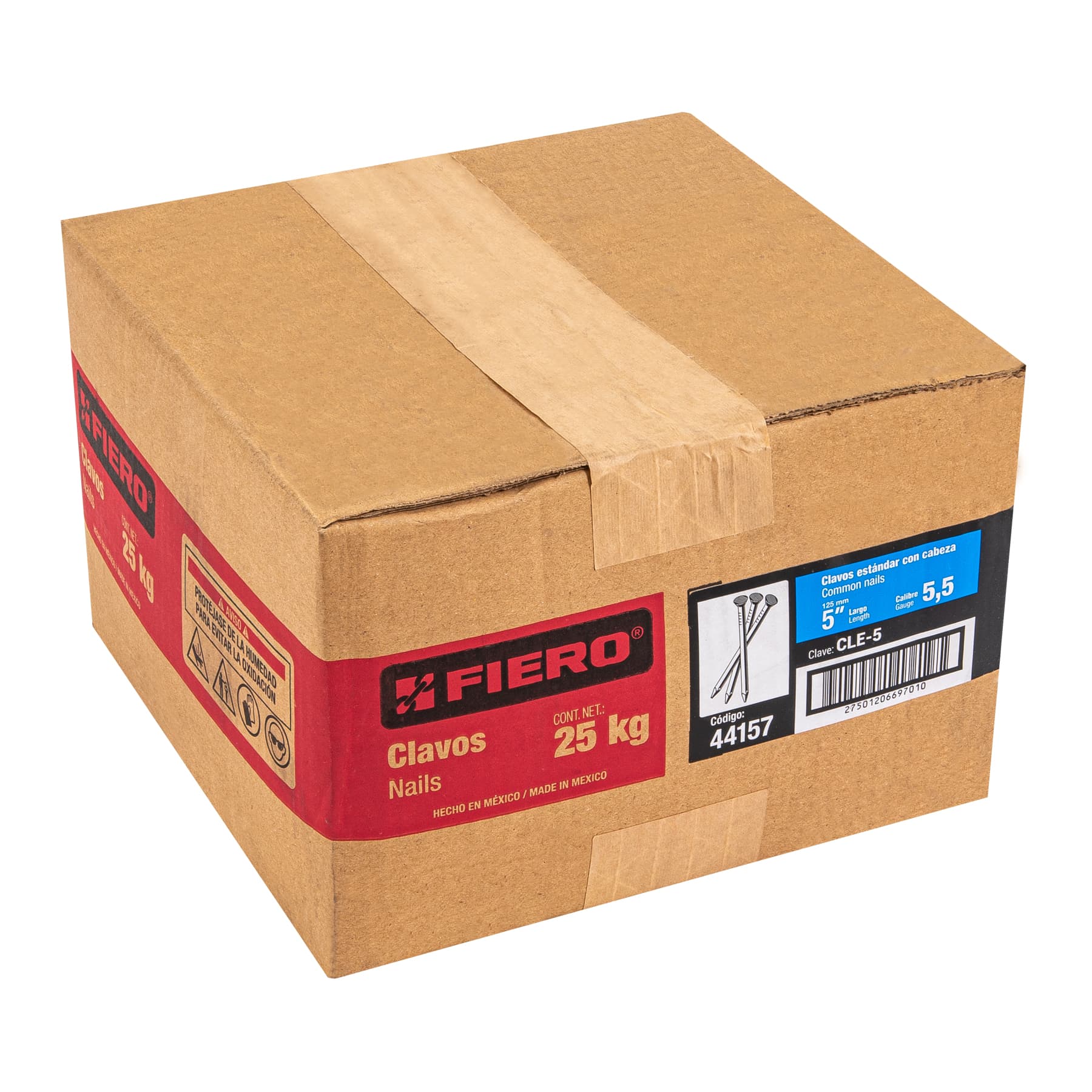 Kilo de clavo estándar 5" con cabeza en caja de 25 kg, FIERO