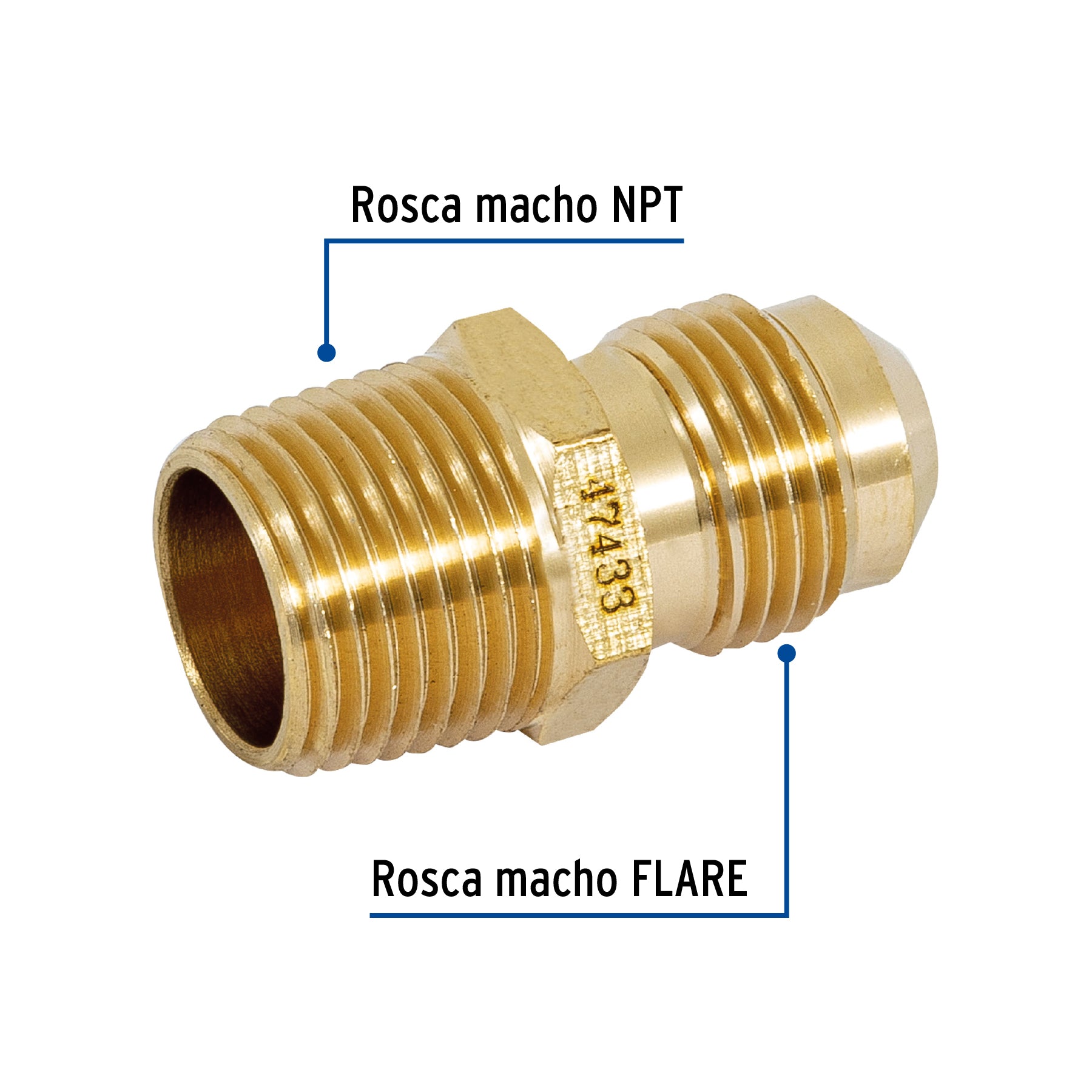 Niple terminal de latón de 3/8" X 3/8", FOSET