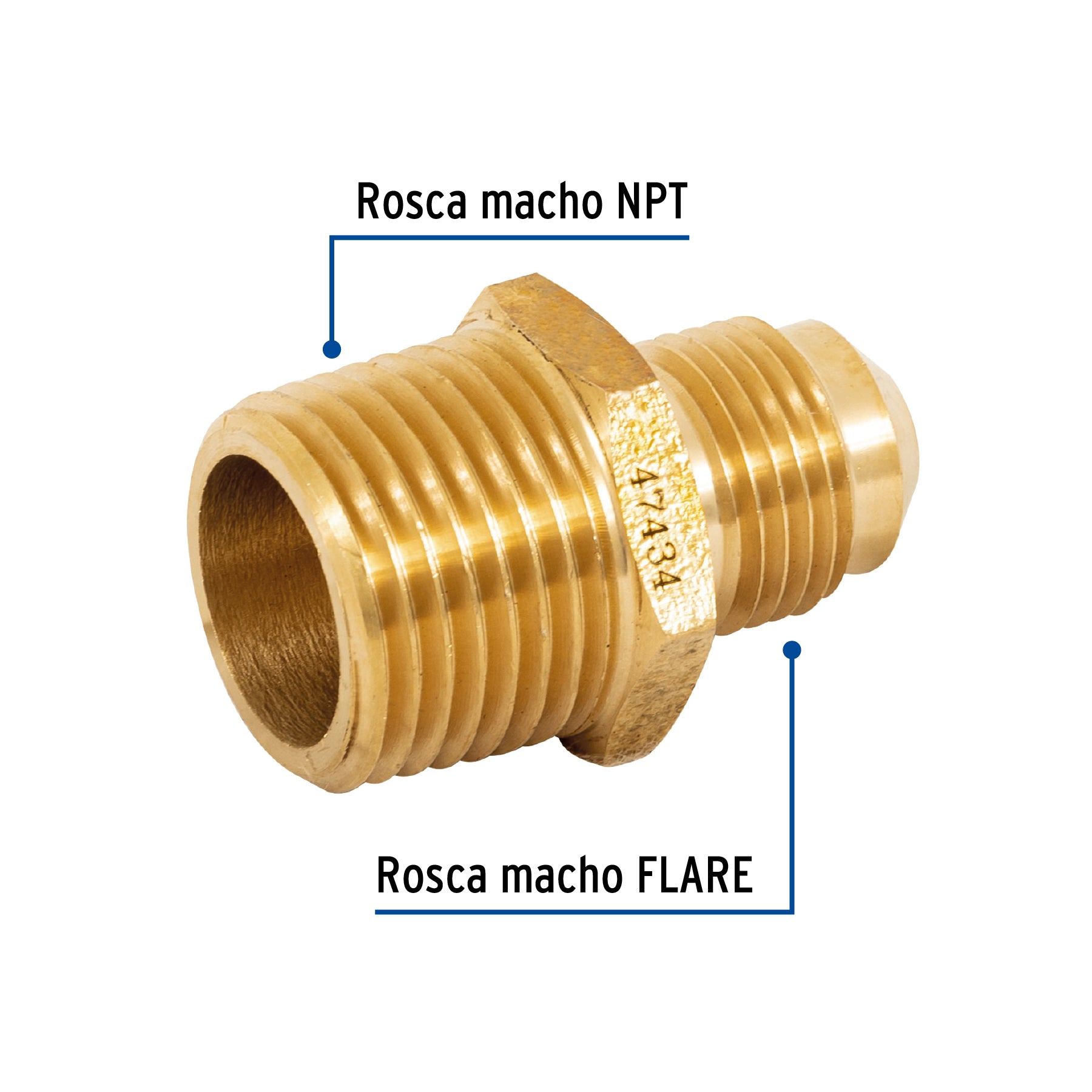 Niple terminal de latón de 3/8" X 1/2", FOSET