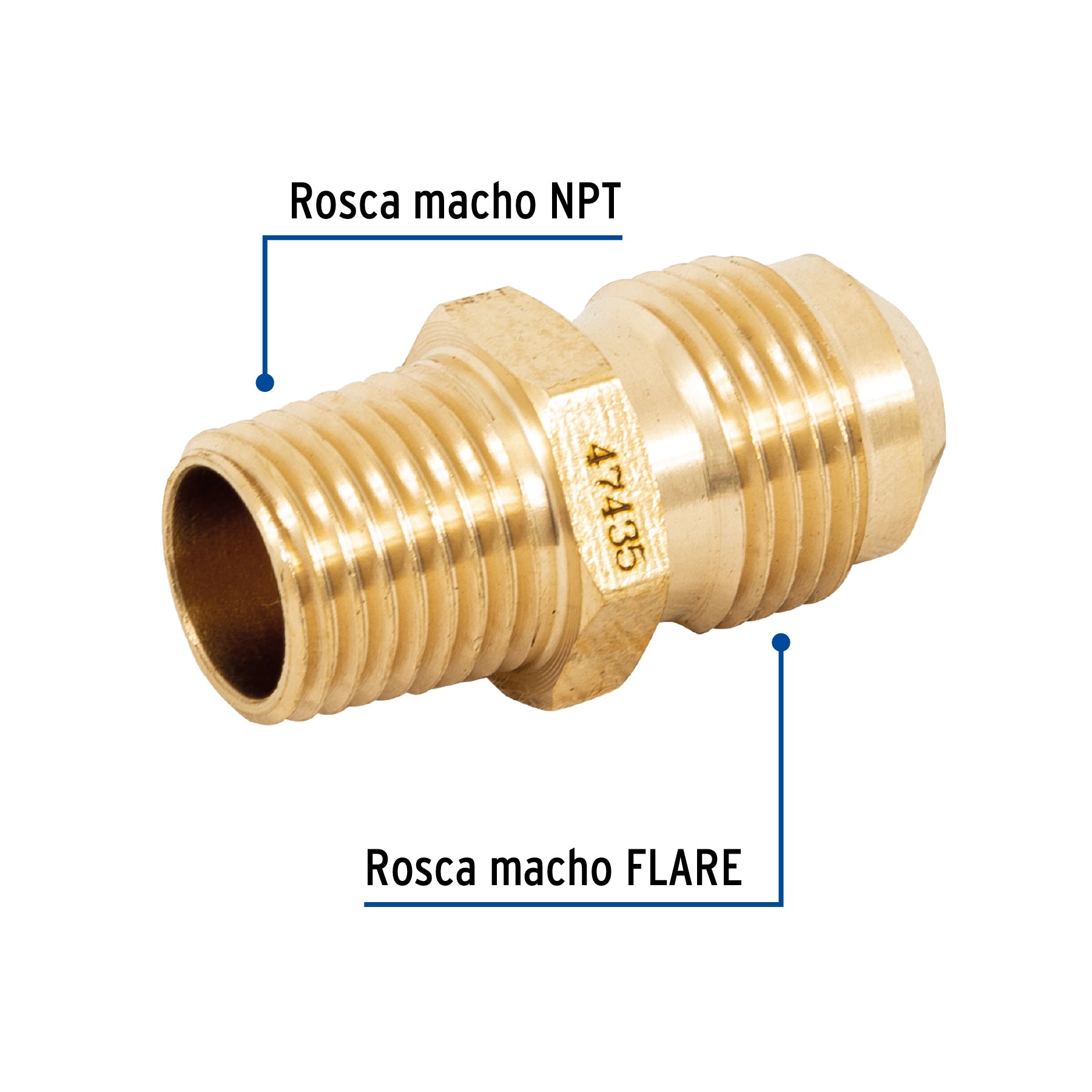 Niple terminal de latón de 3/8" X 1/4", FOSET