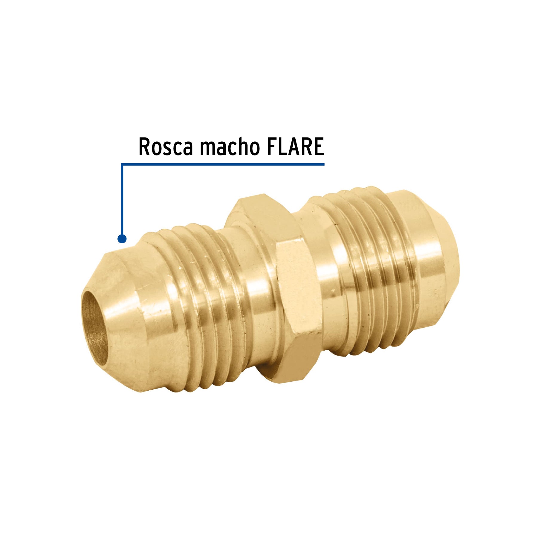 Niple unión de latón de 3/8" X 3/8", FOSET