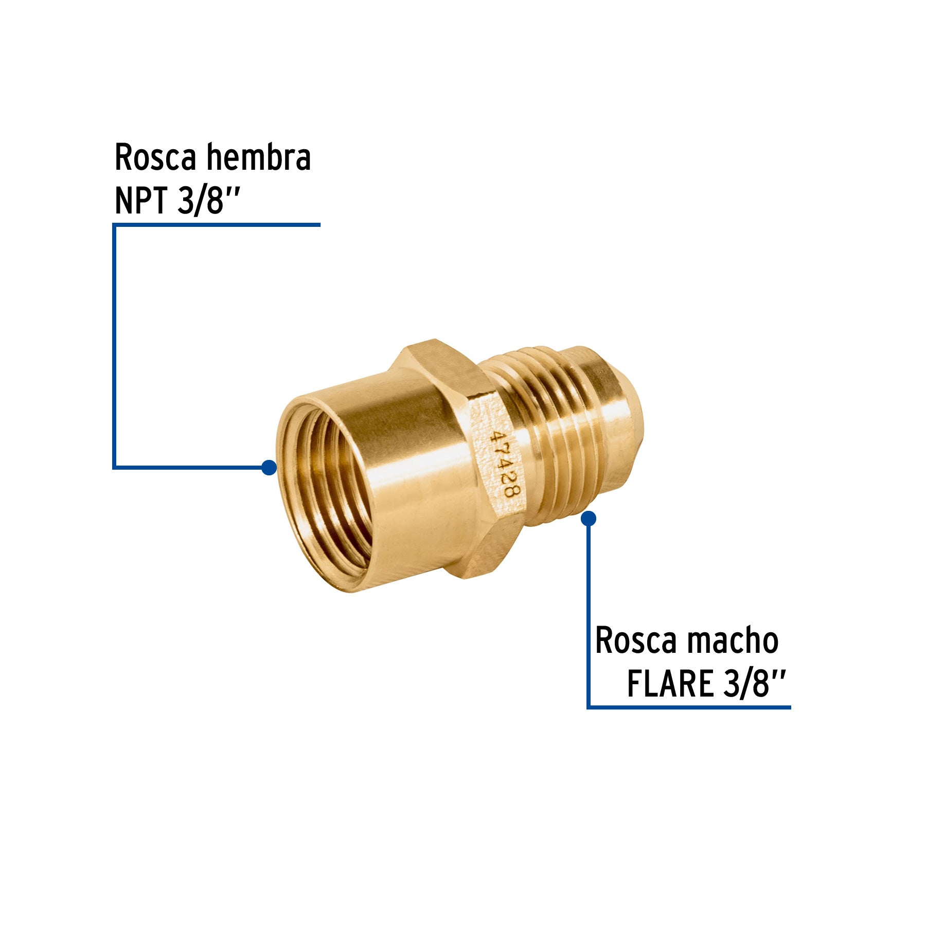 Niple campana de latón de 3/8" X 3/8", FOSET