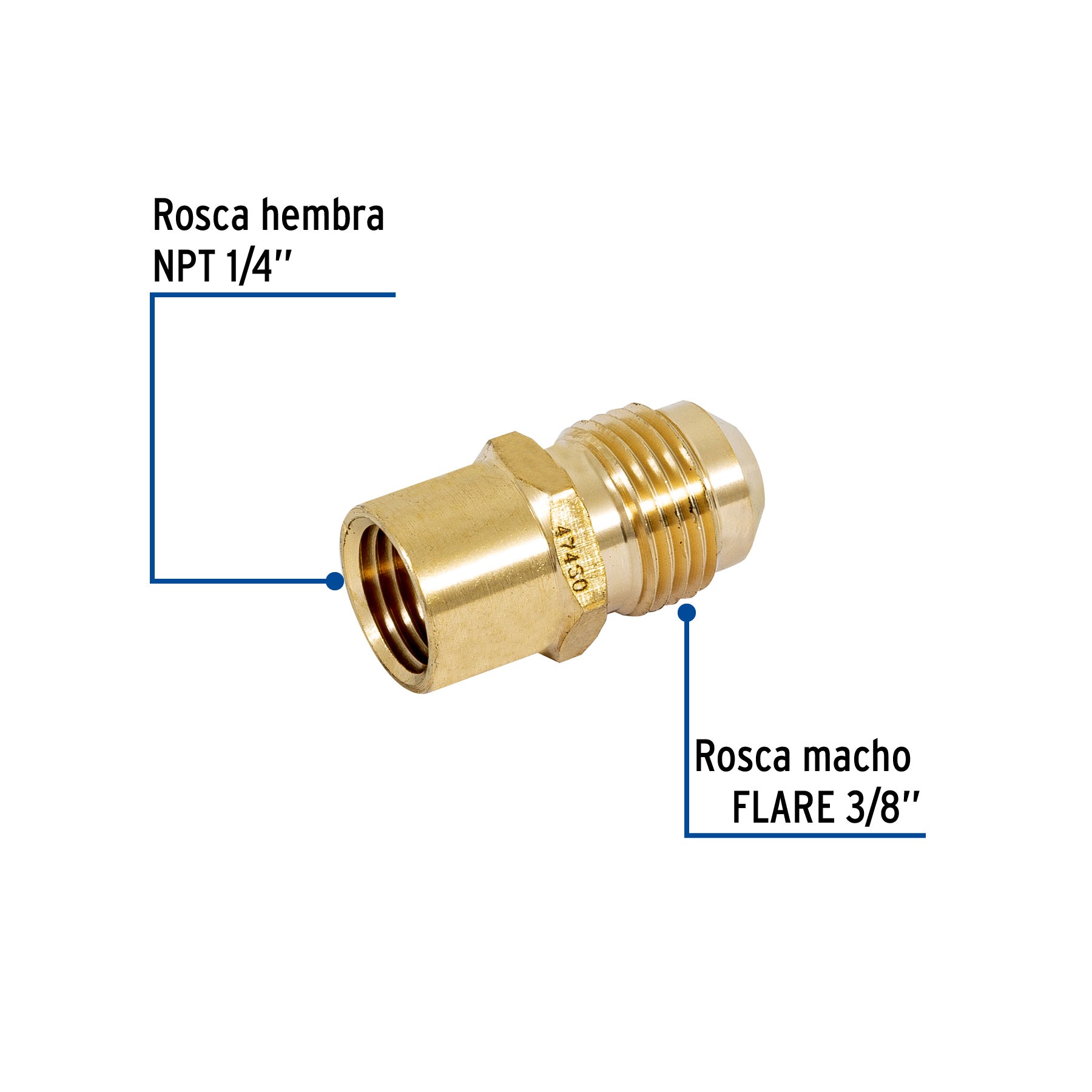 Niple campana de latón de 3/8" X 1/4", FOSET