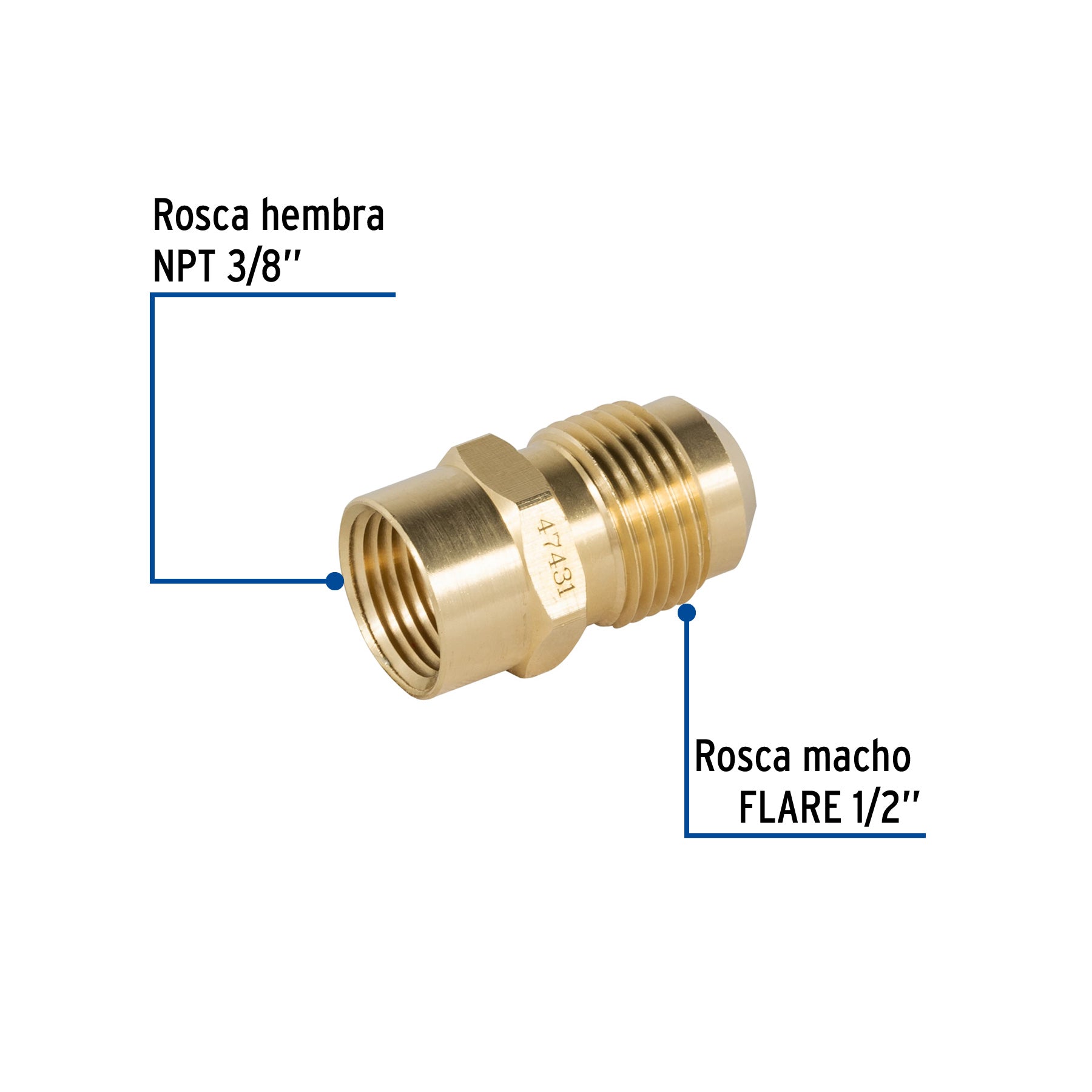 Niple campana de latón de 1/2" X 3/8", FOSET