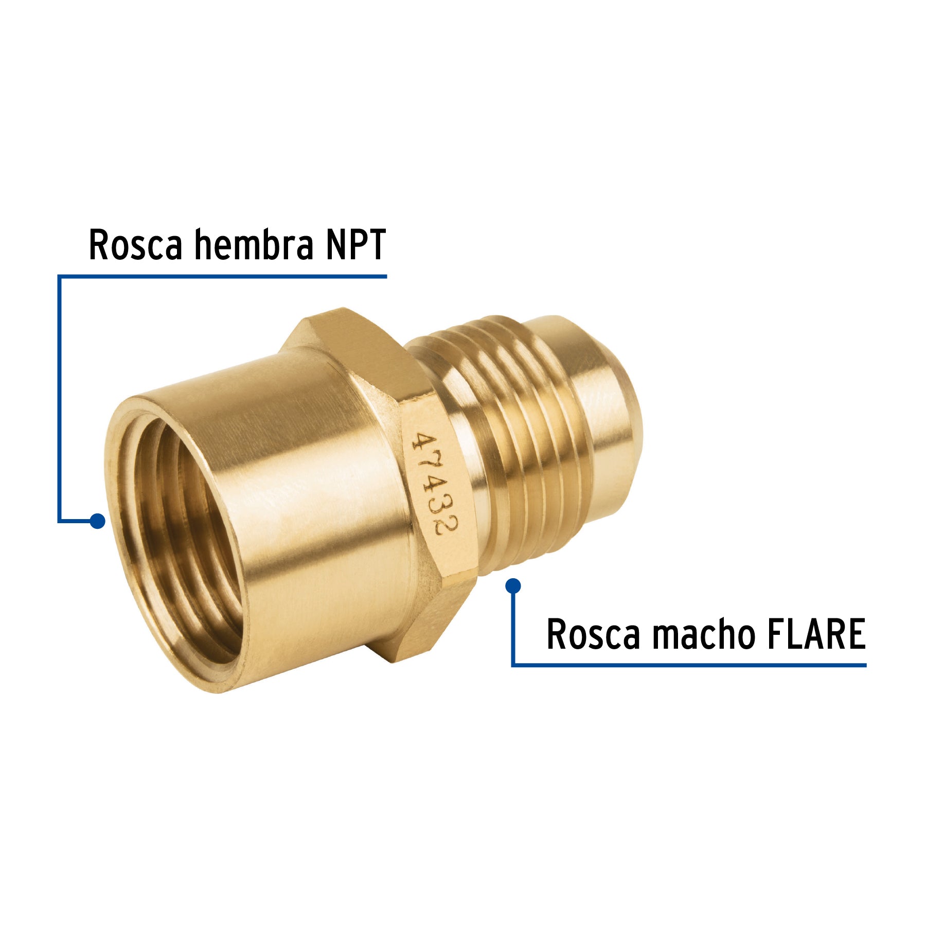 Niple campana de latón de 1/2" X 1/2", FOSET