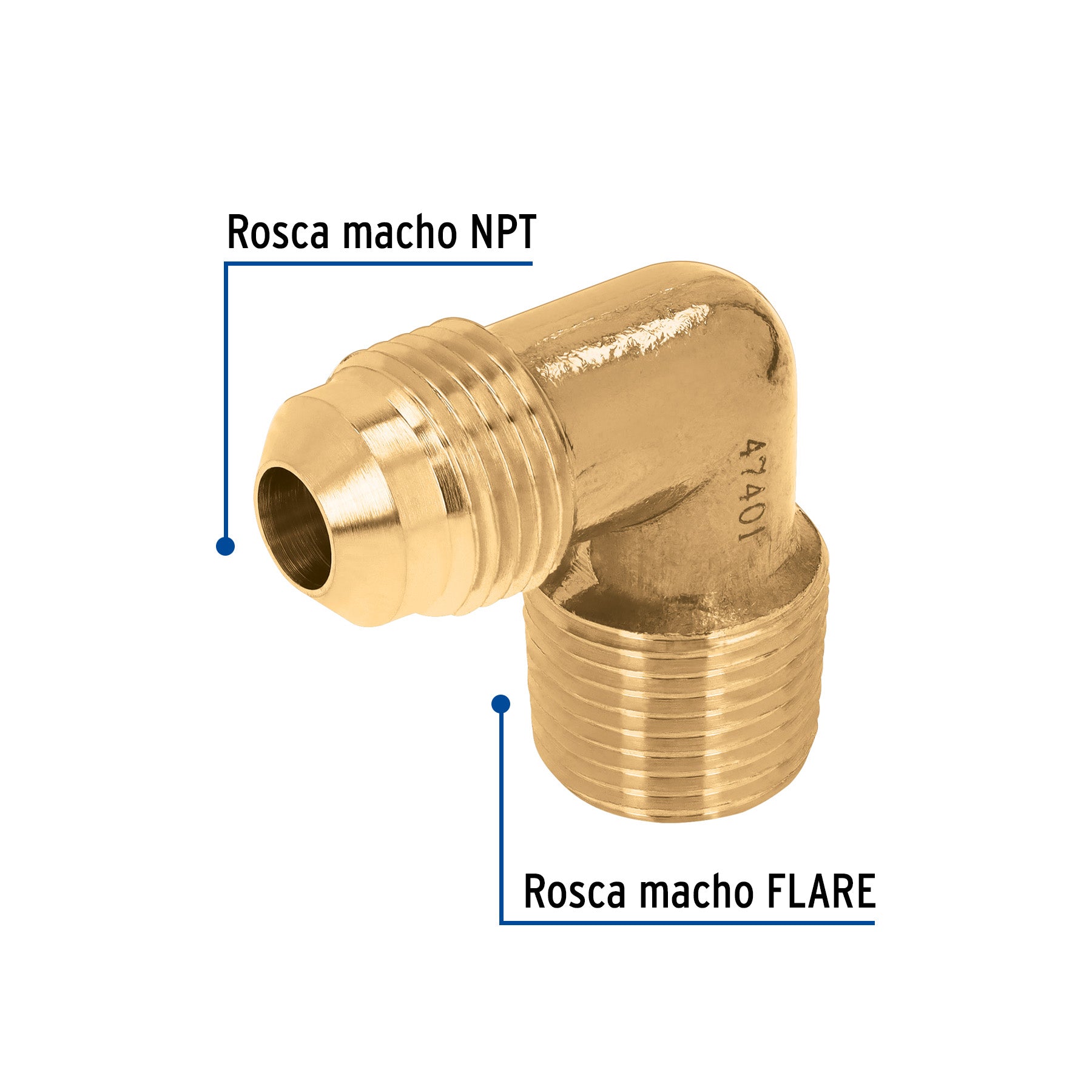 Codo terminal a 90° de latón 3/8 x 3/8", FOSET