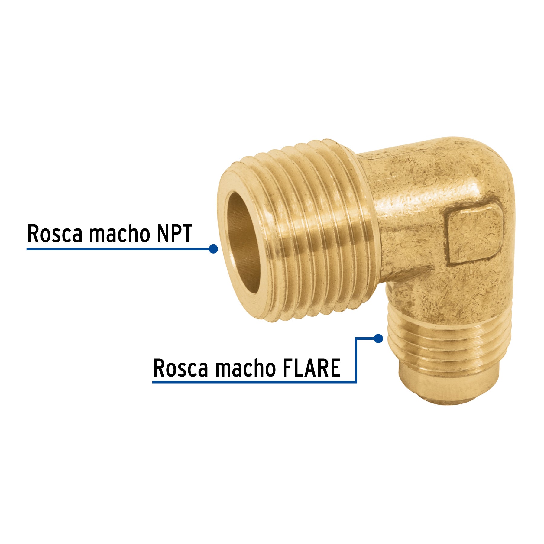 Codo terminal a 90° de latón 5/16" x 3/8", FOSET