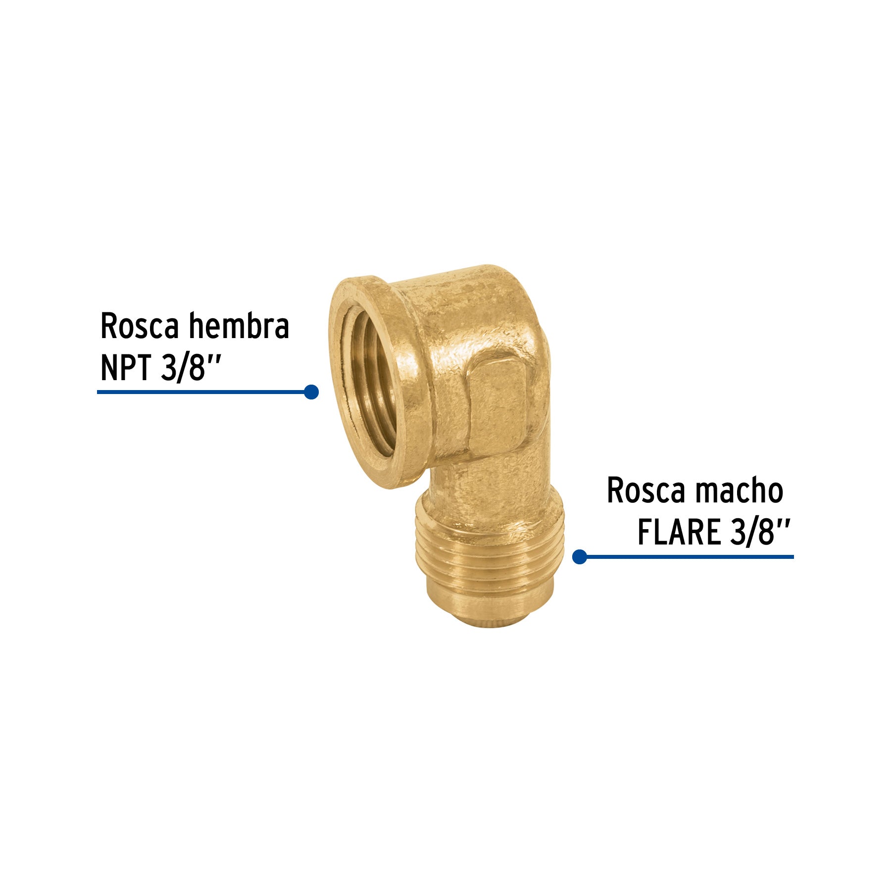 Codo para estufa a 90° de latón de 3/8 x 3/8", FOSET