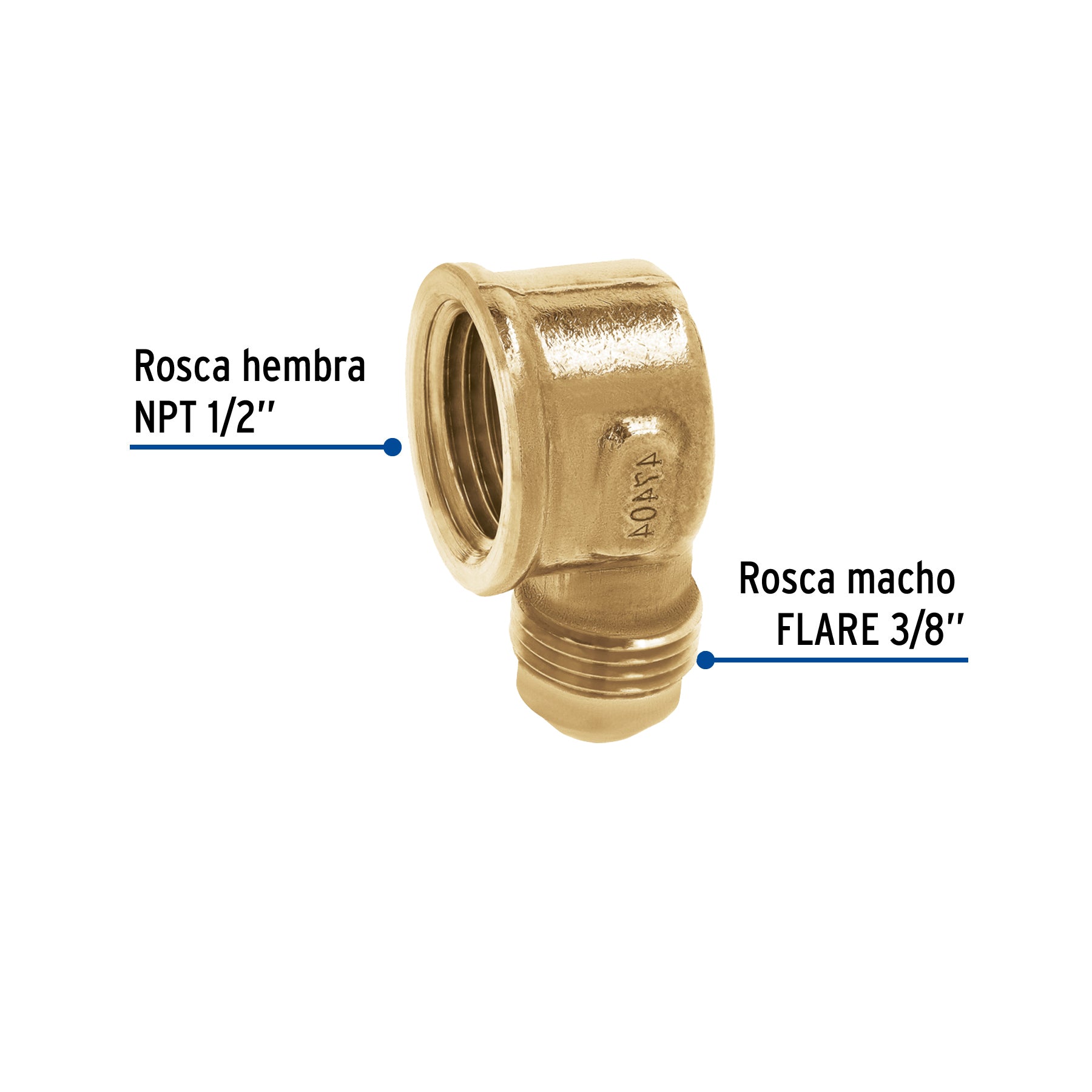 Codo para estufa a 90° de latón de 3/8 x 1/2", FOSET