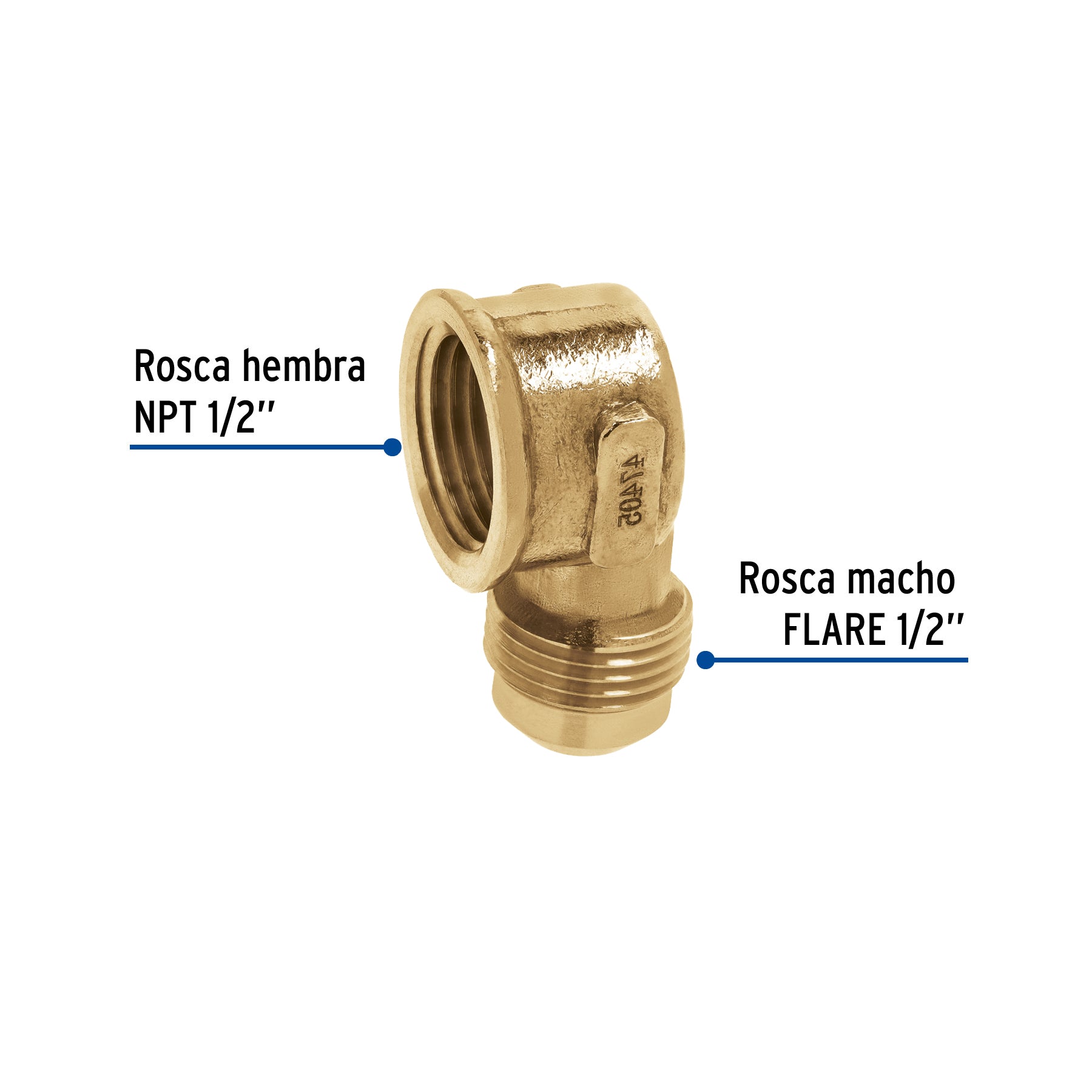 Codo para estufa a 90° de latón de 1/2 x 1/2", FOSET