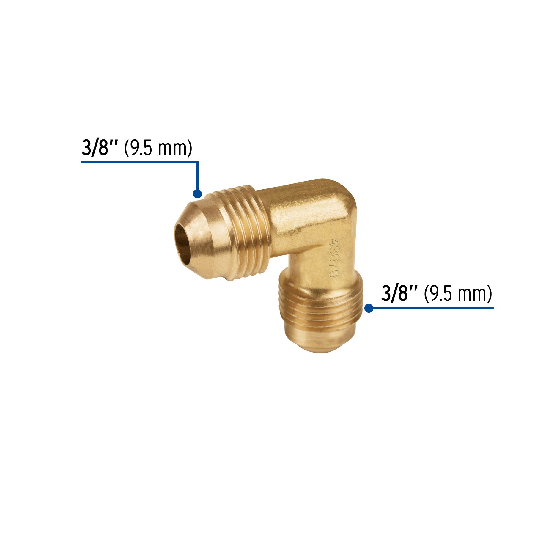 Codo unión a 90° de latón de 3/8 x 3/8", FOSET