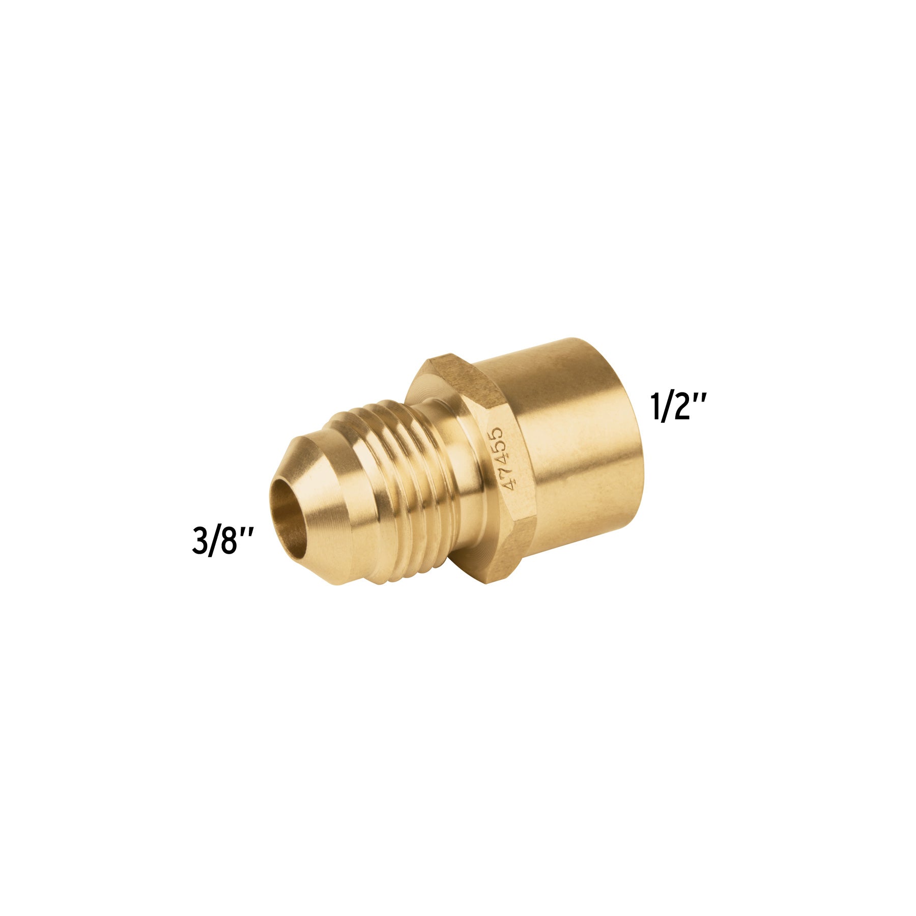 Conector flare soldable de latón, 3/8" x 1/2", FOSET