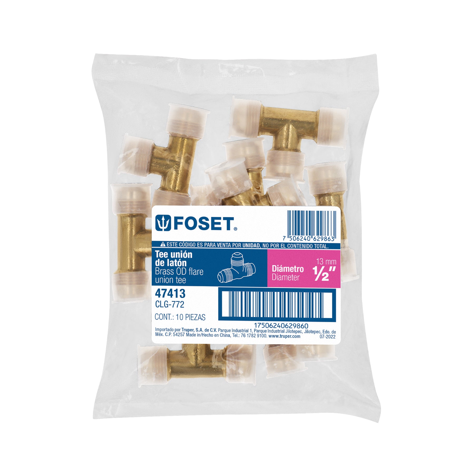 Tee unión de latón 1/2", FOSET