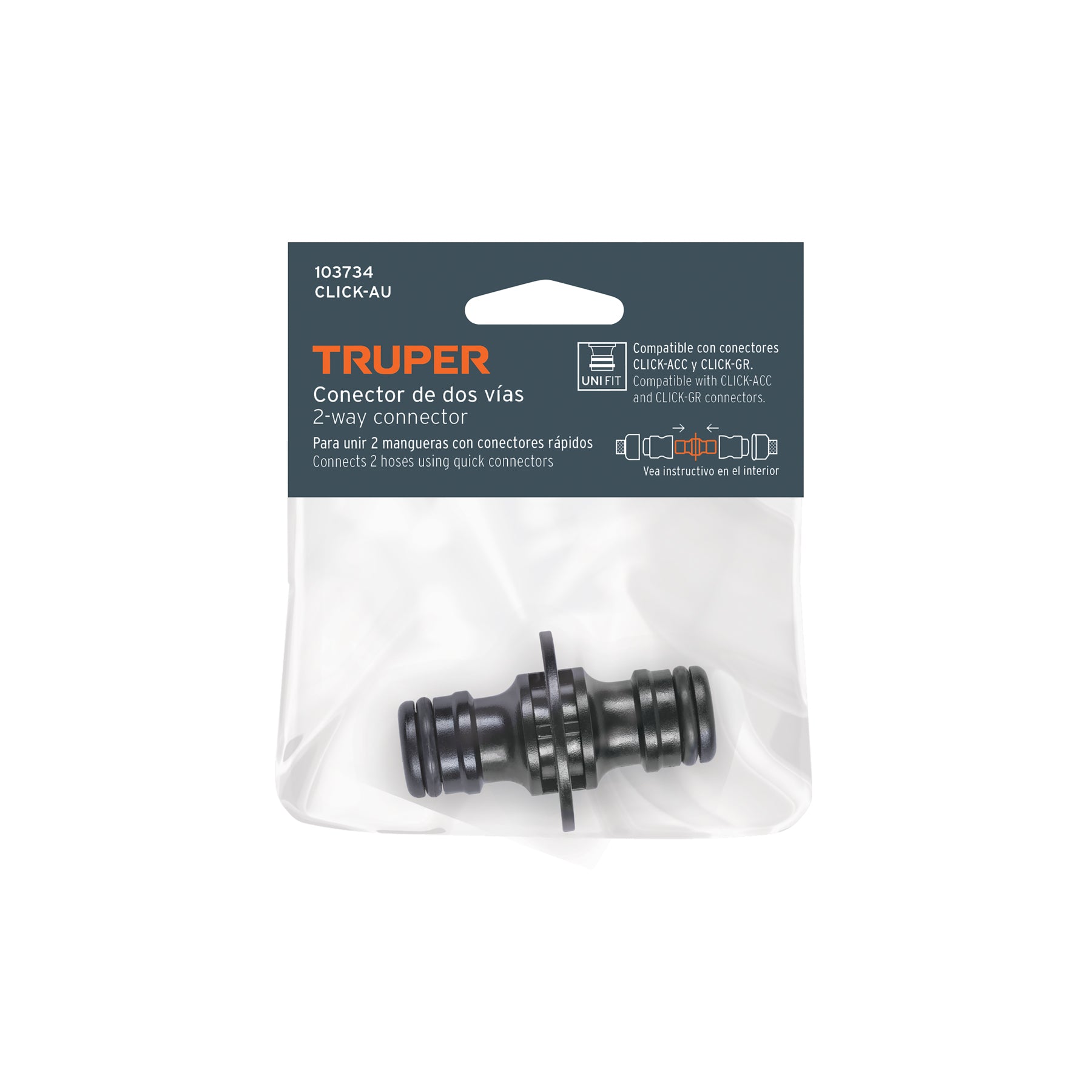 Adaptador unión 3/4" rápido de ABS, sistema click, TRUPER