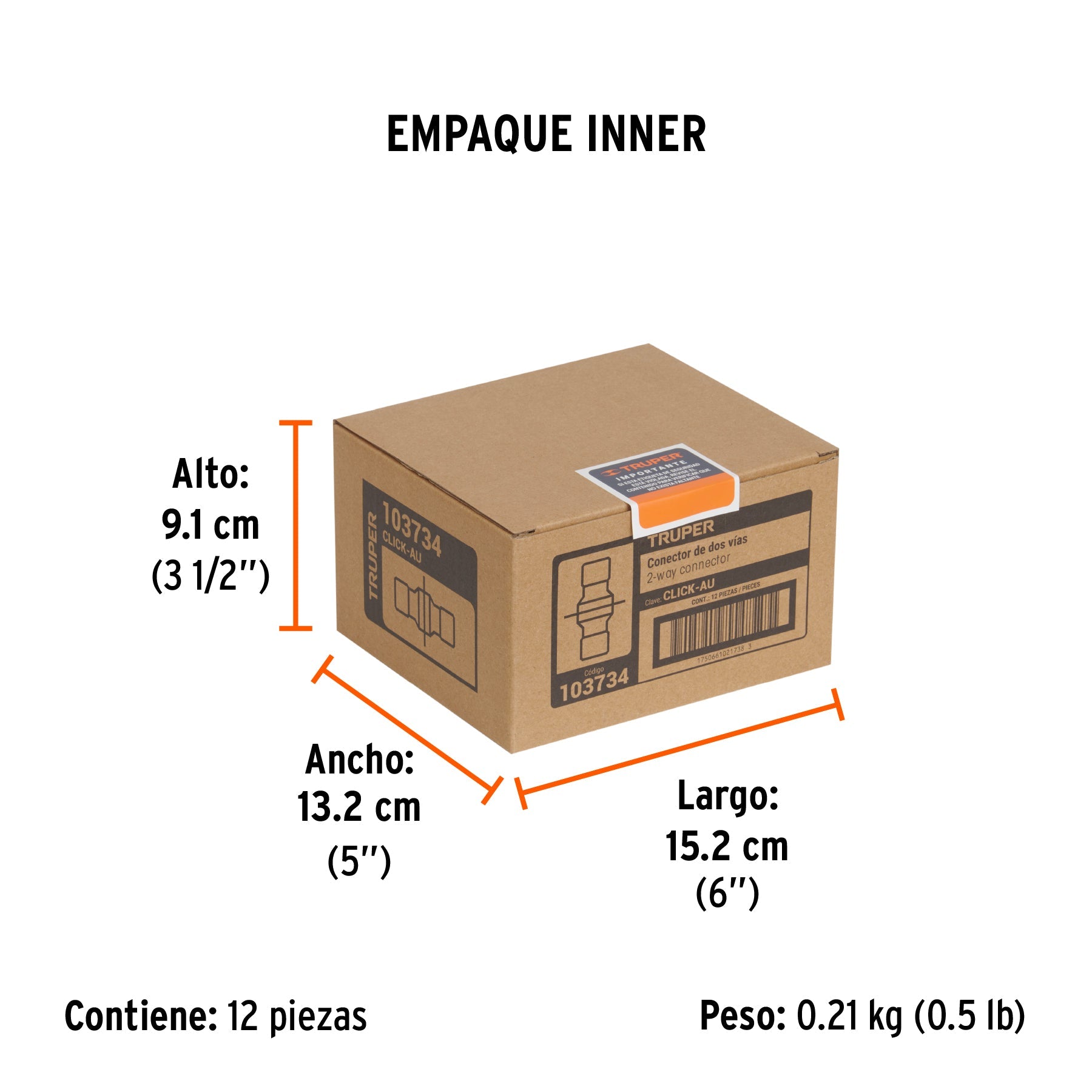 Adaptador unión 3/4" rápido de ABS, sistema click, TRUPER - Empaque