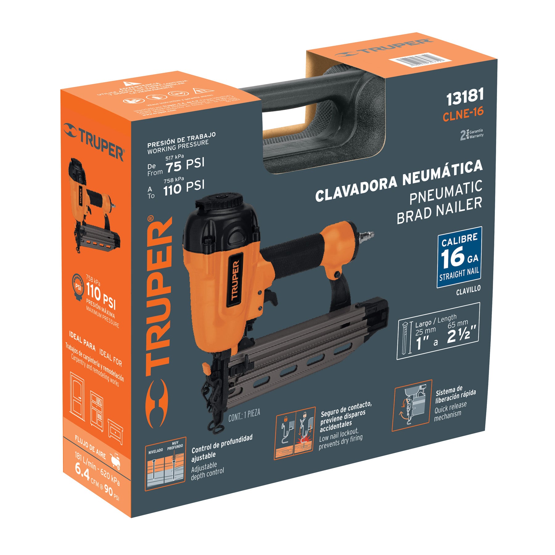 Clavadora neumática profesional, calibre 16, TRUPER