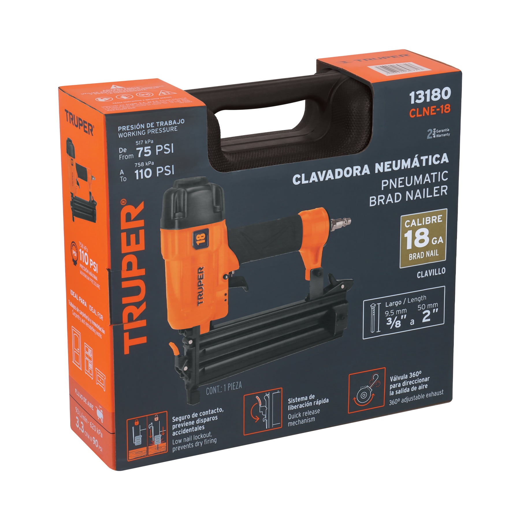 Clavadora neumática profesional, calibre 18, TRUPER