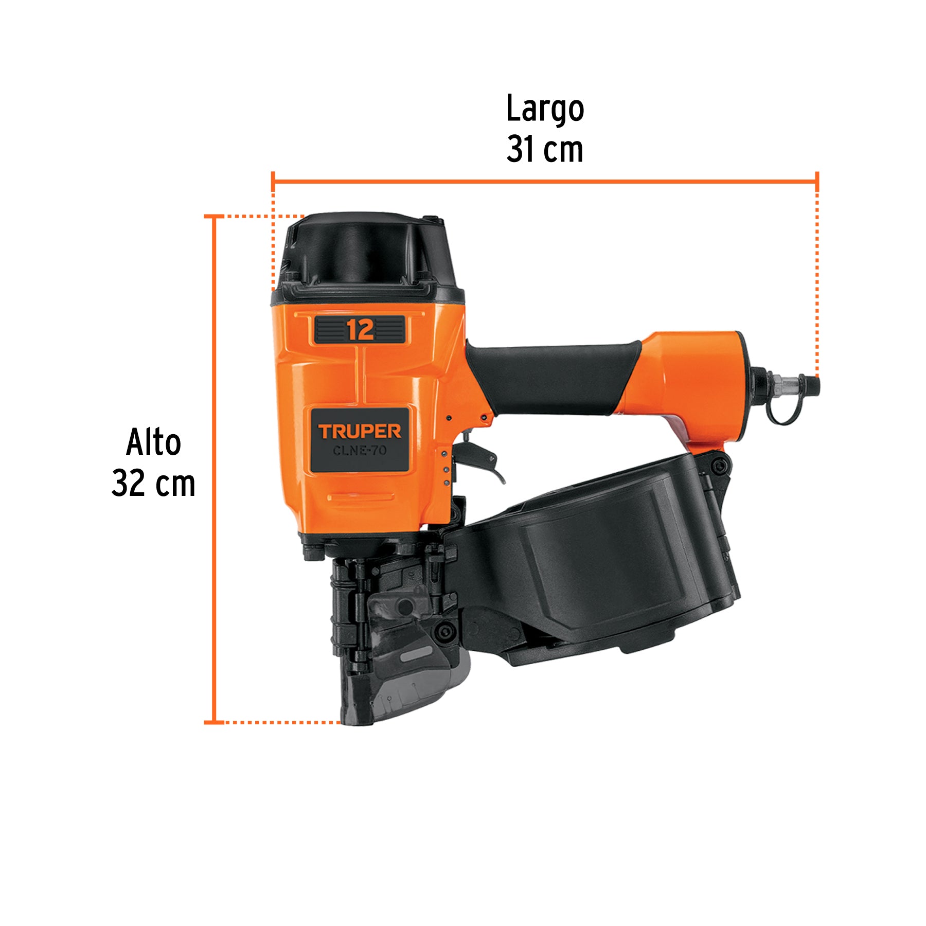 Clavadora neumática de bobina para clavo rolado,70mm, TRUPER