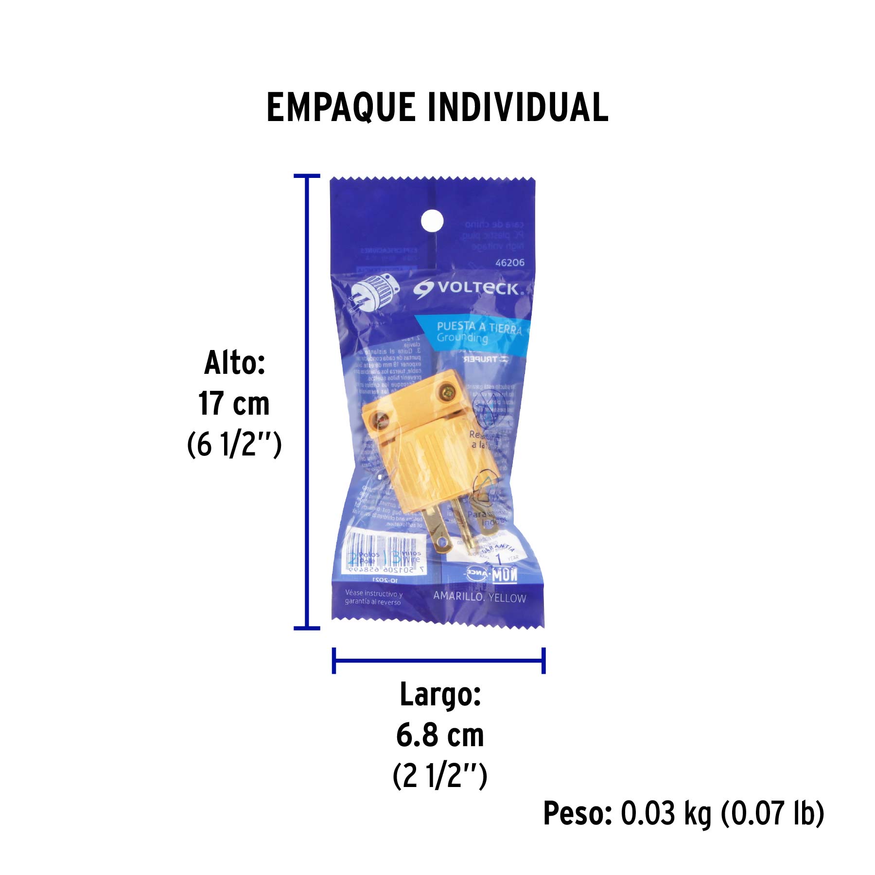 Clavija industrial plástica aterrizada cara de chino - Empaque