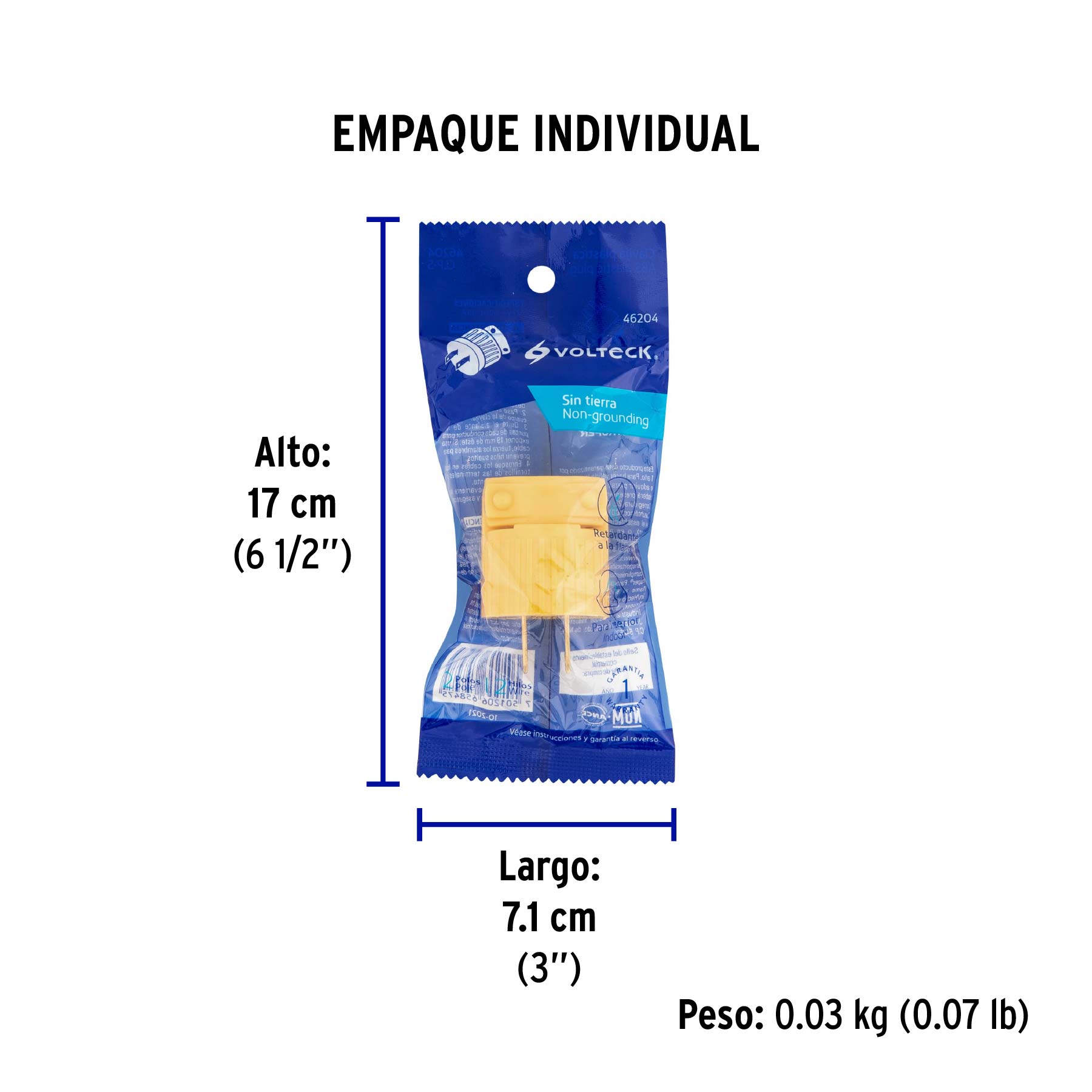 Clavija industrial plástica polarizada, VOLTECK - Empaque