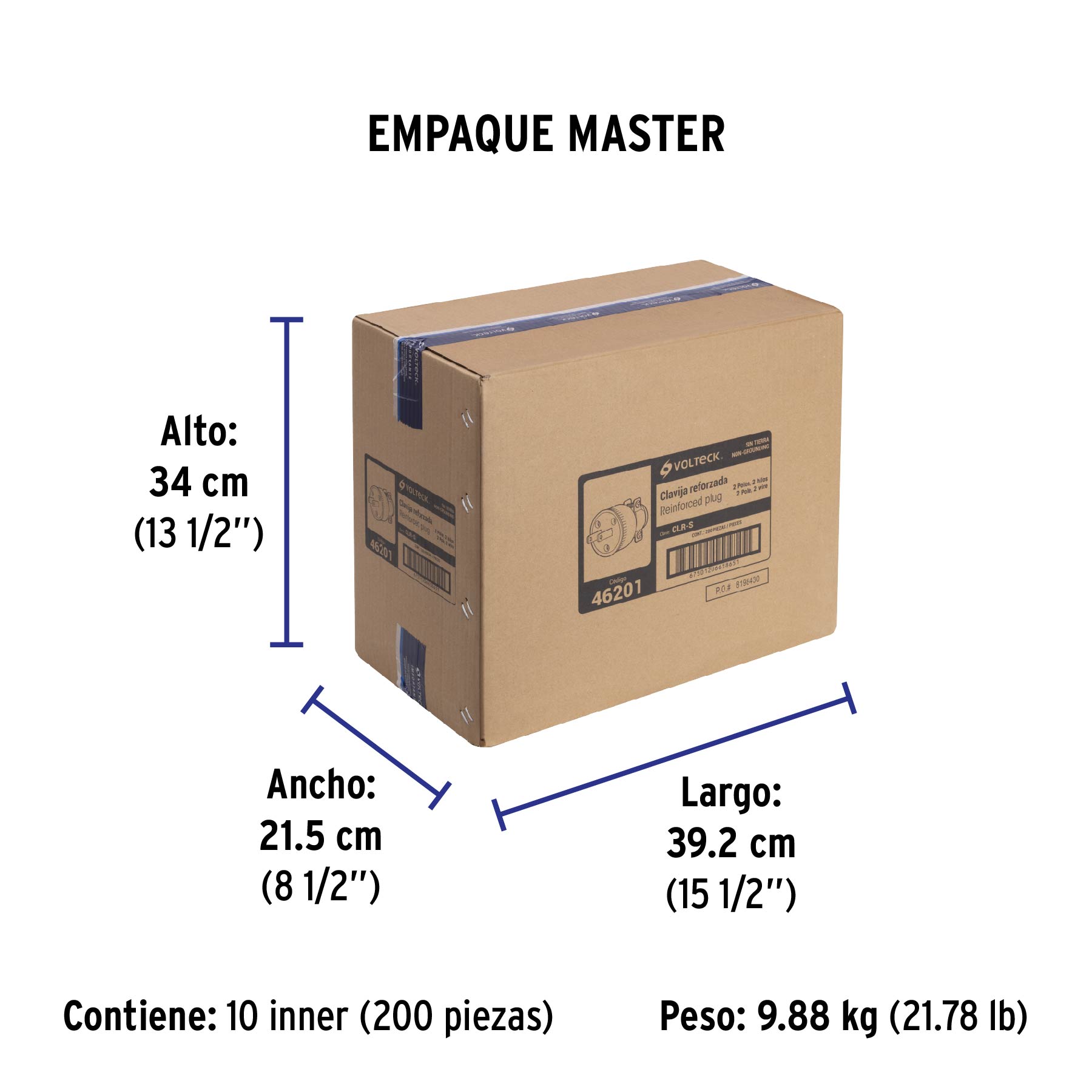 Clavija industrial reforzada polarizada, VOLTECK - Empaque