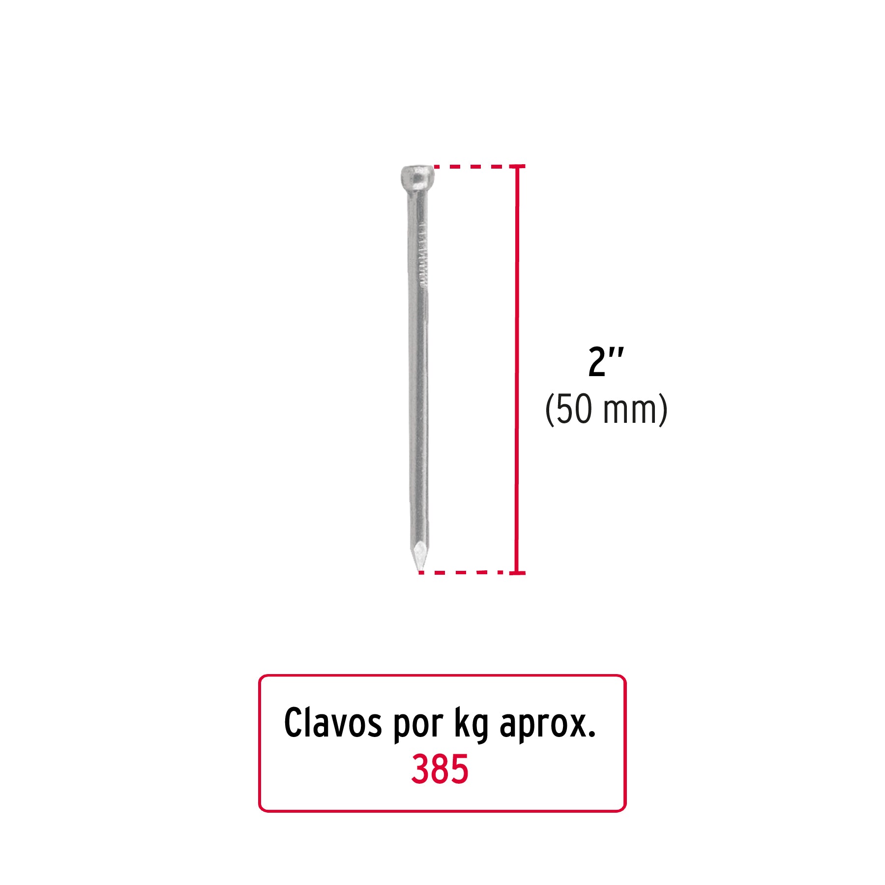 Bolsa con 1 kg de clavo estándar 2" sin cabeza, FIERO