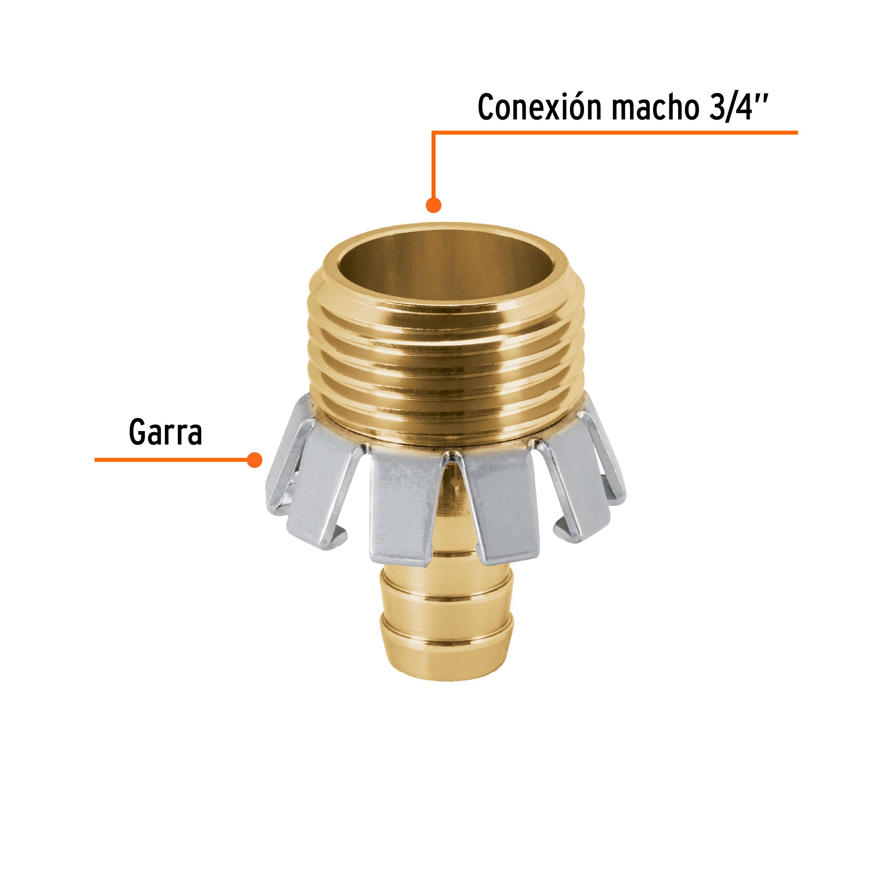 Conector 1/2" macho tipo garra de aluminio, TRUPER