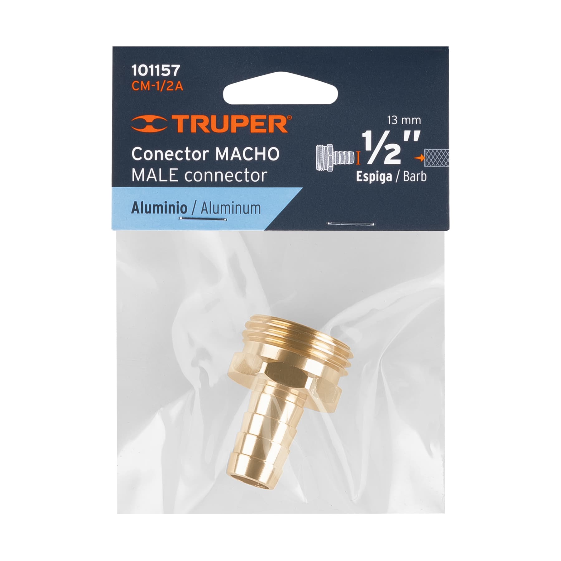 Conector 1/2" macho de aluminio, TRUPER