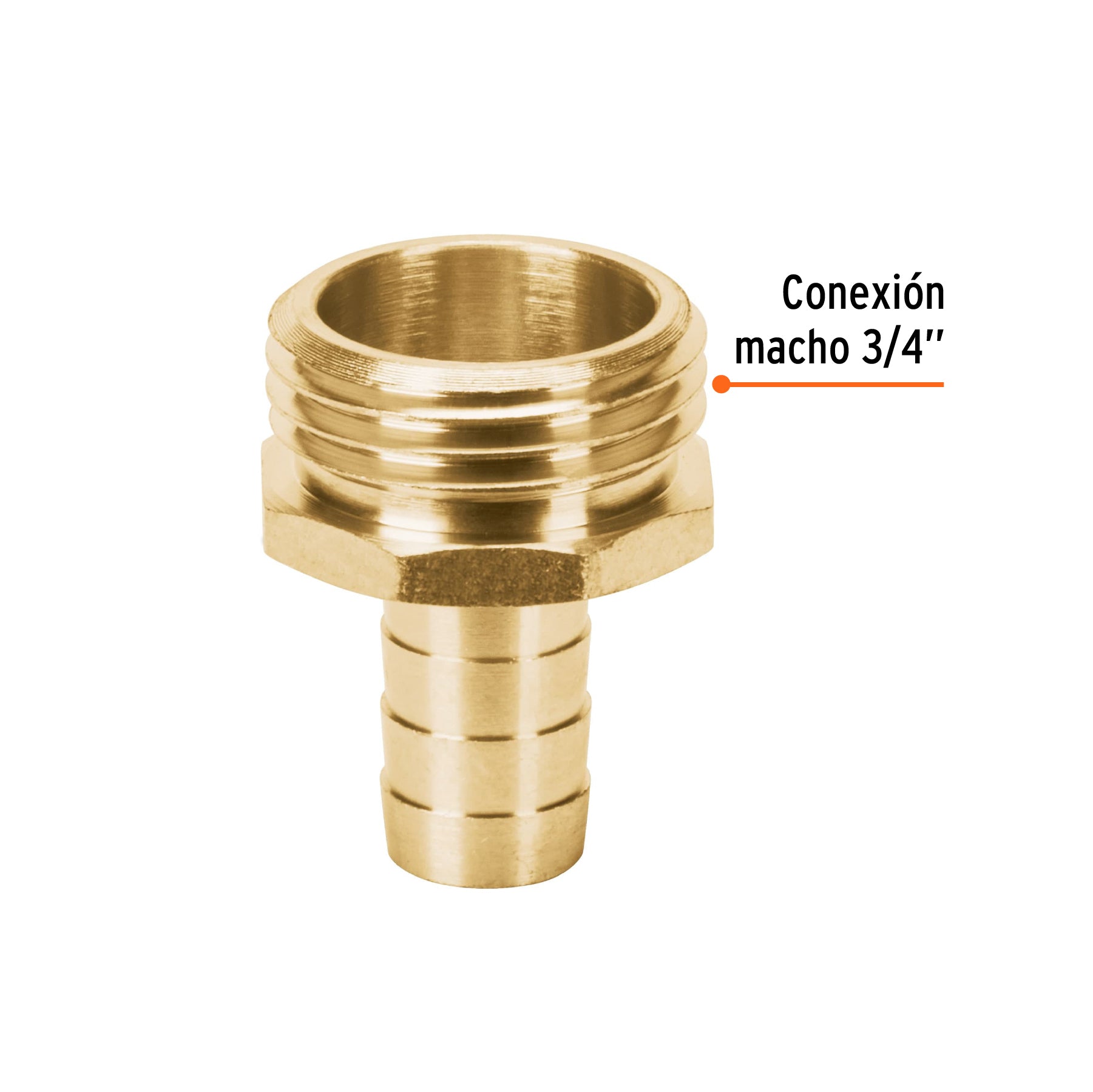 Conector 1/2" macho de latón sólido para manguera, TRUPER