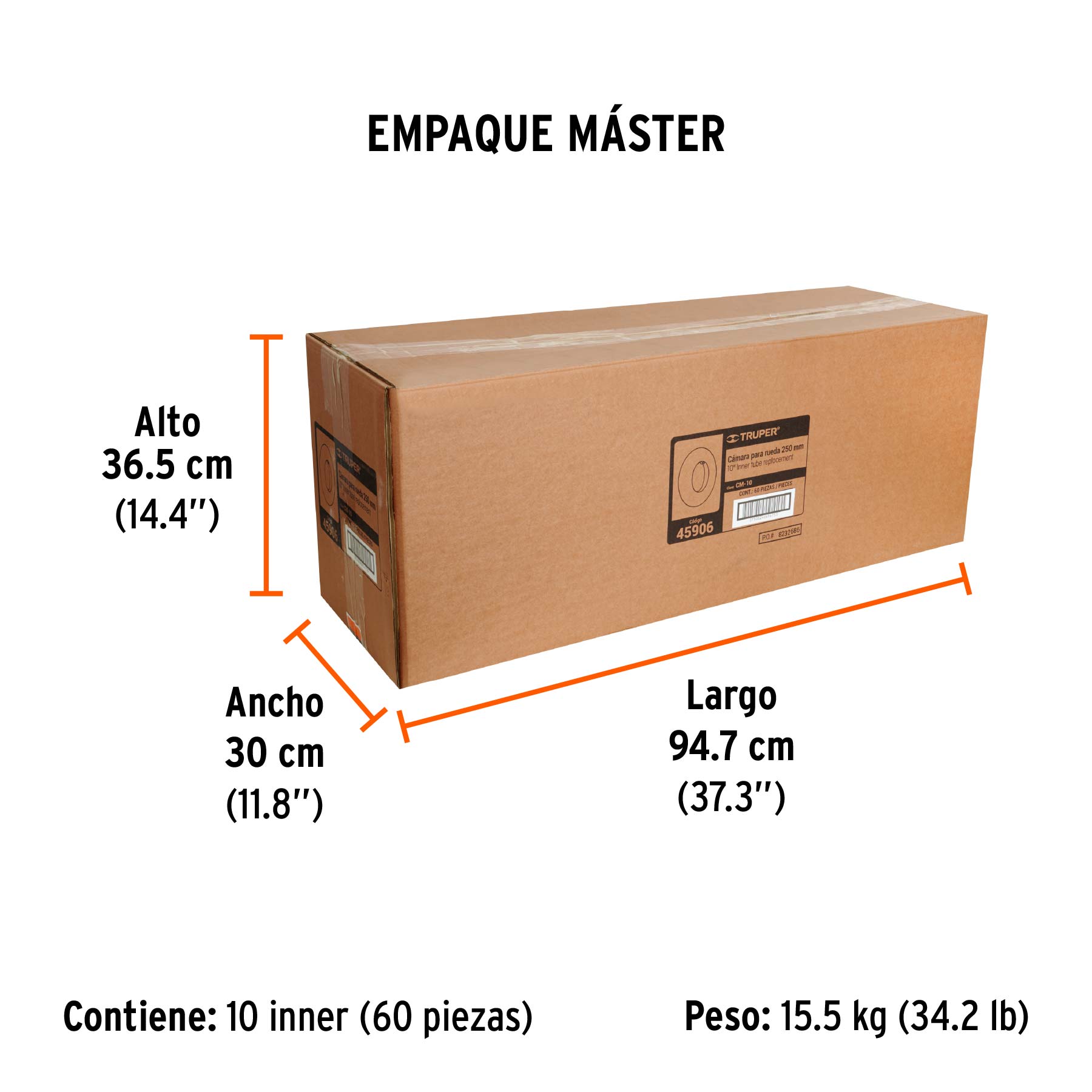 Cámara para rueda neumática de 10", TRUPER - Empaque