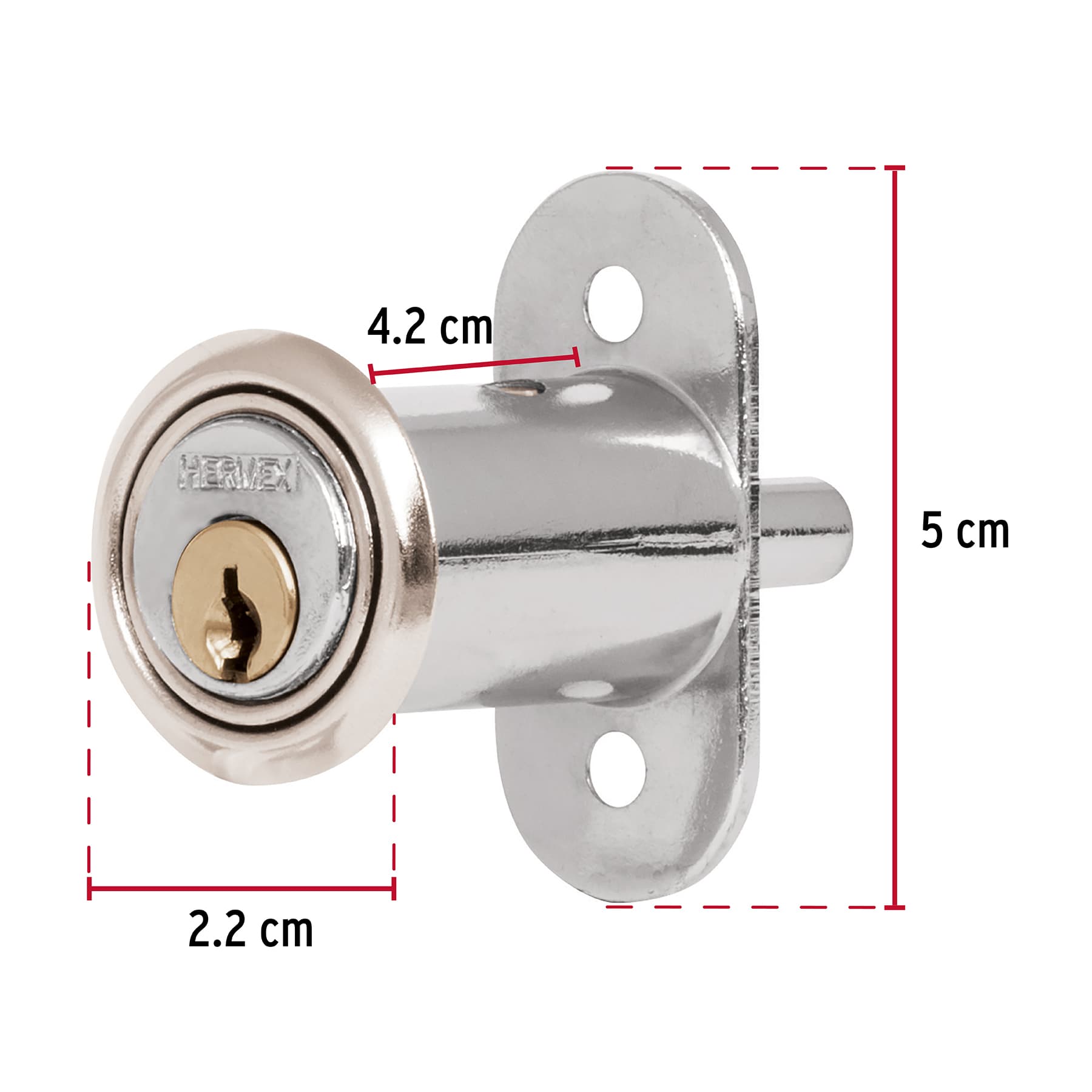 Cerradura para mueble, modelo 20, cromo, HERMEX