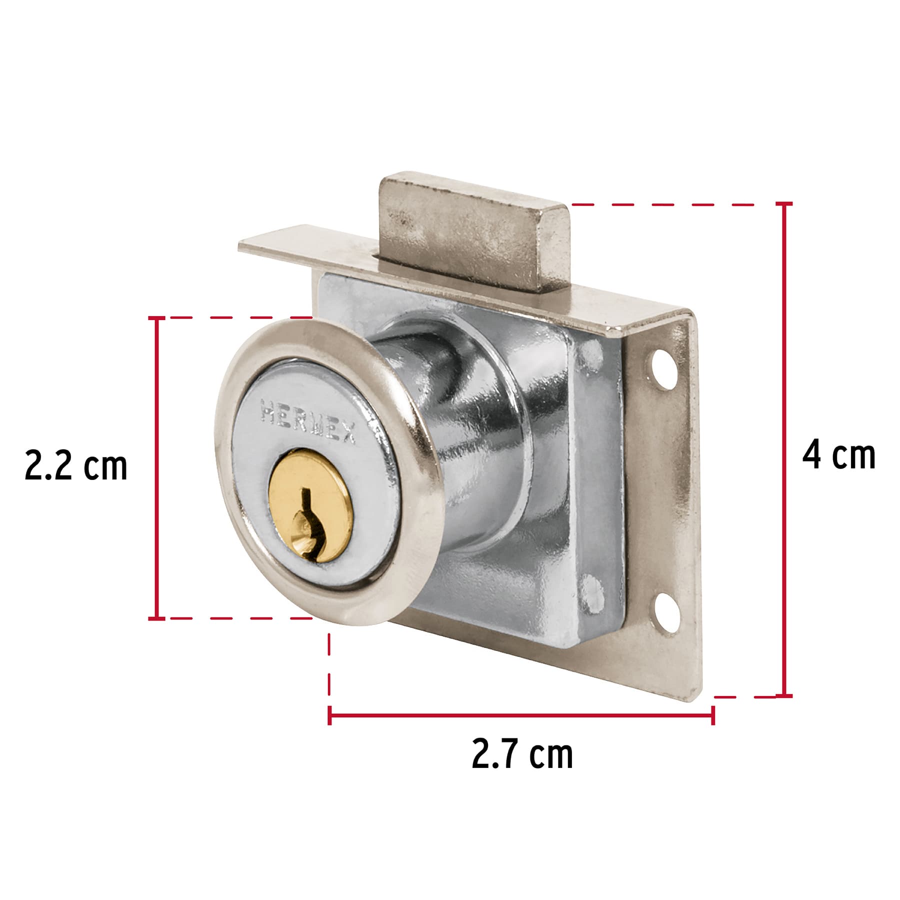 Cerradura para mueble, modelo 24, cromo, HERMEX