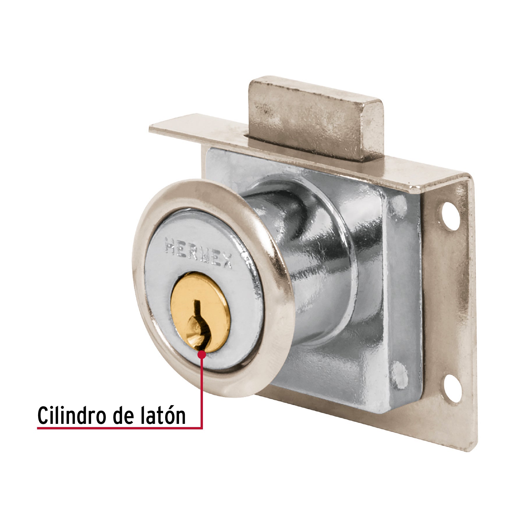 Cerradura para mueble, modelo 24, cromo, HERMEX