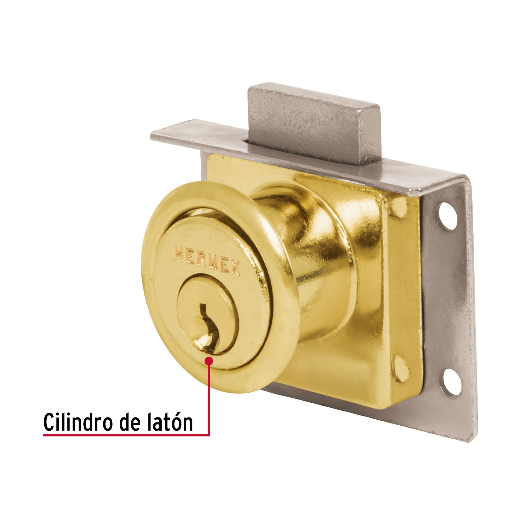 Cerradura para mueble, modelo 24, latón, HERMEX