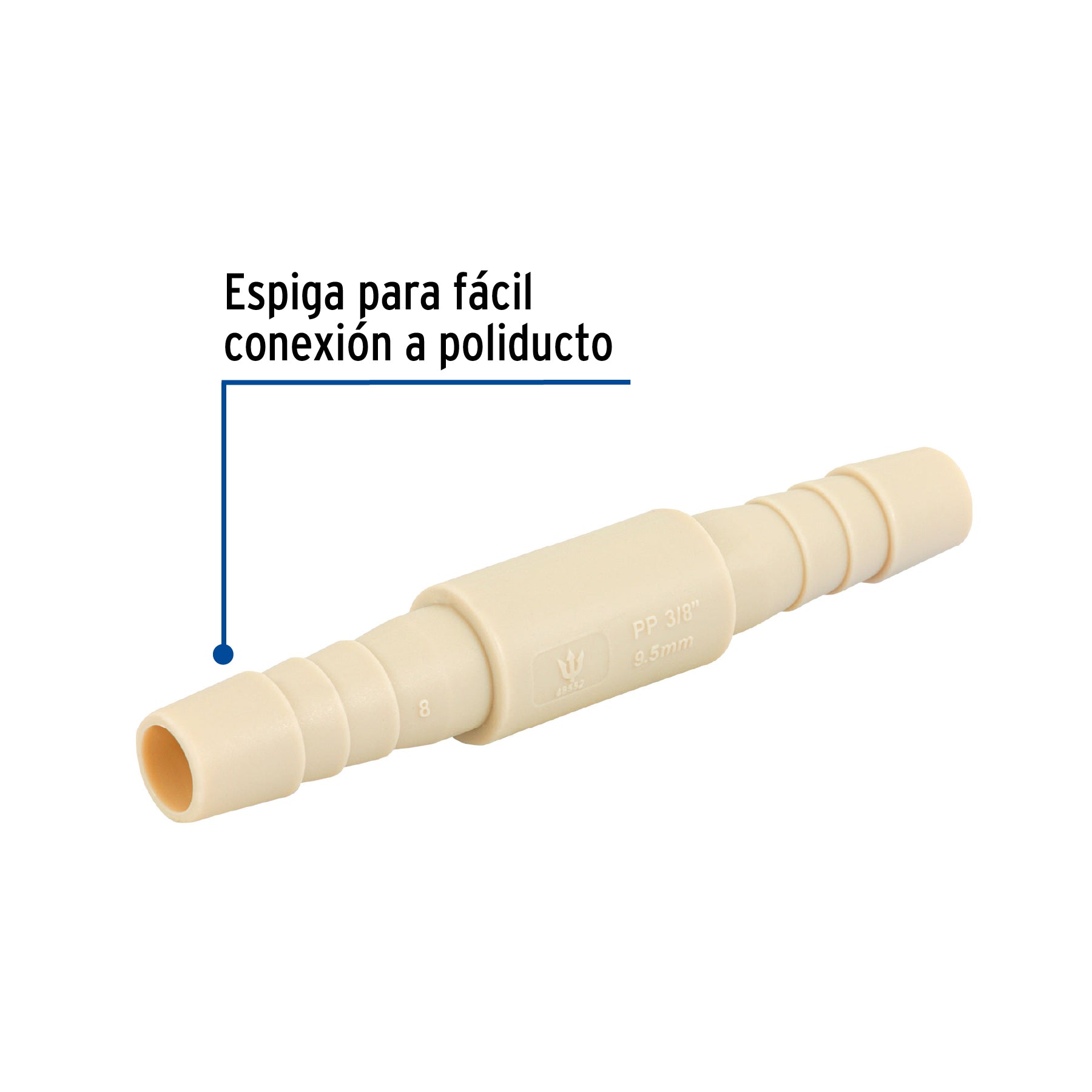 Cople inserción de 3/8" de polipropileno, FOSET