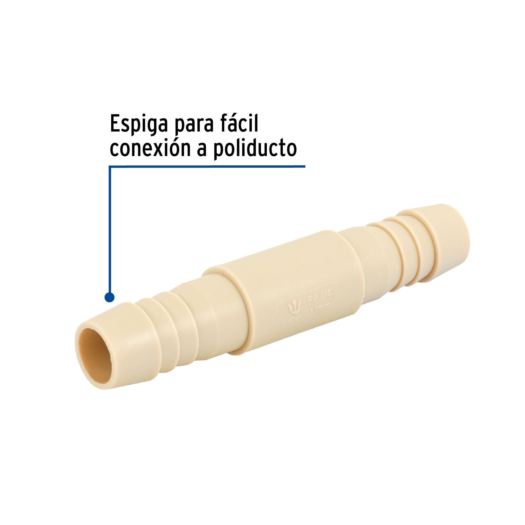 Cople inserción de 3/4" de polipropileno, FOSET