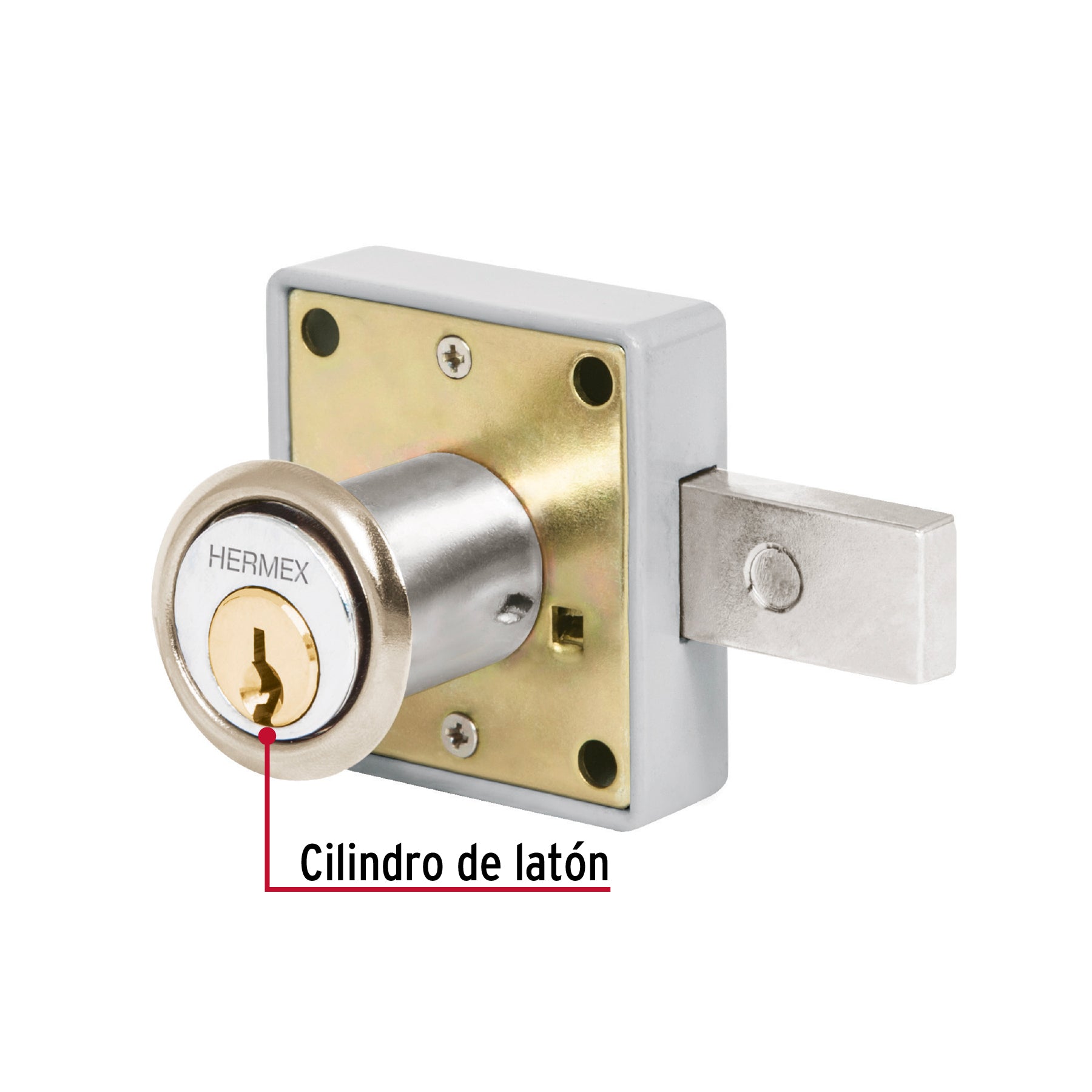 Cerradura para mueble, modelo 26, cromo, HERMEX
