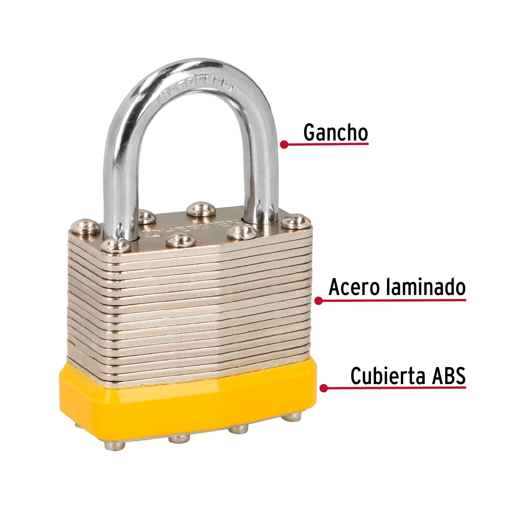 Juego de 4 candados cuerpo laminado, 40 mm, HERMEX BASIC