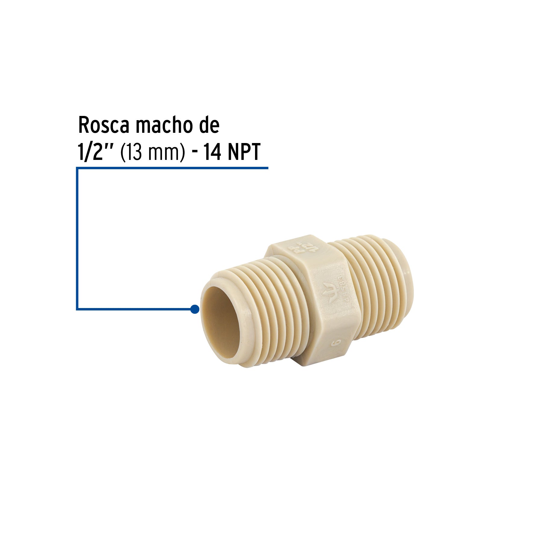 Niple corrido 1/2" de polipropileno, FOSET