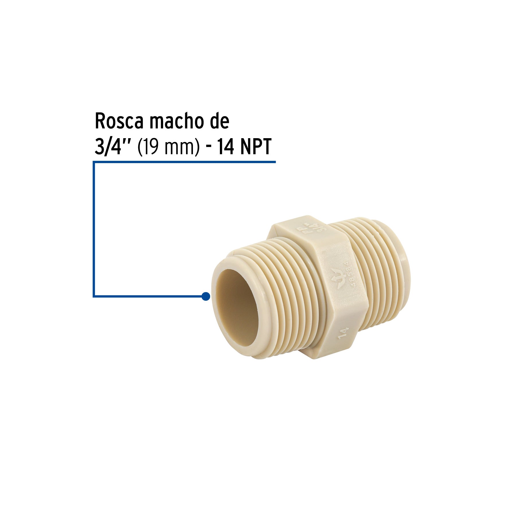 Niple corrido 3/4" de polipropileno, FOSET