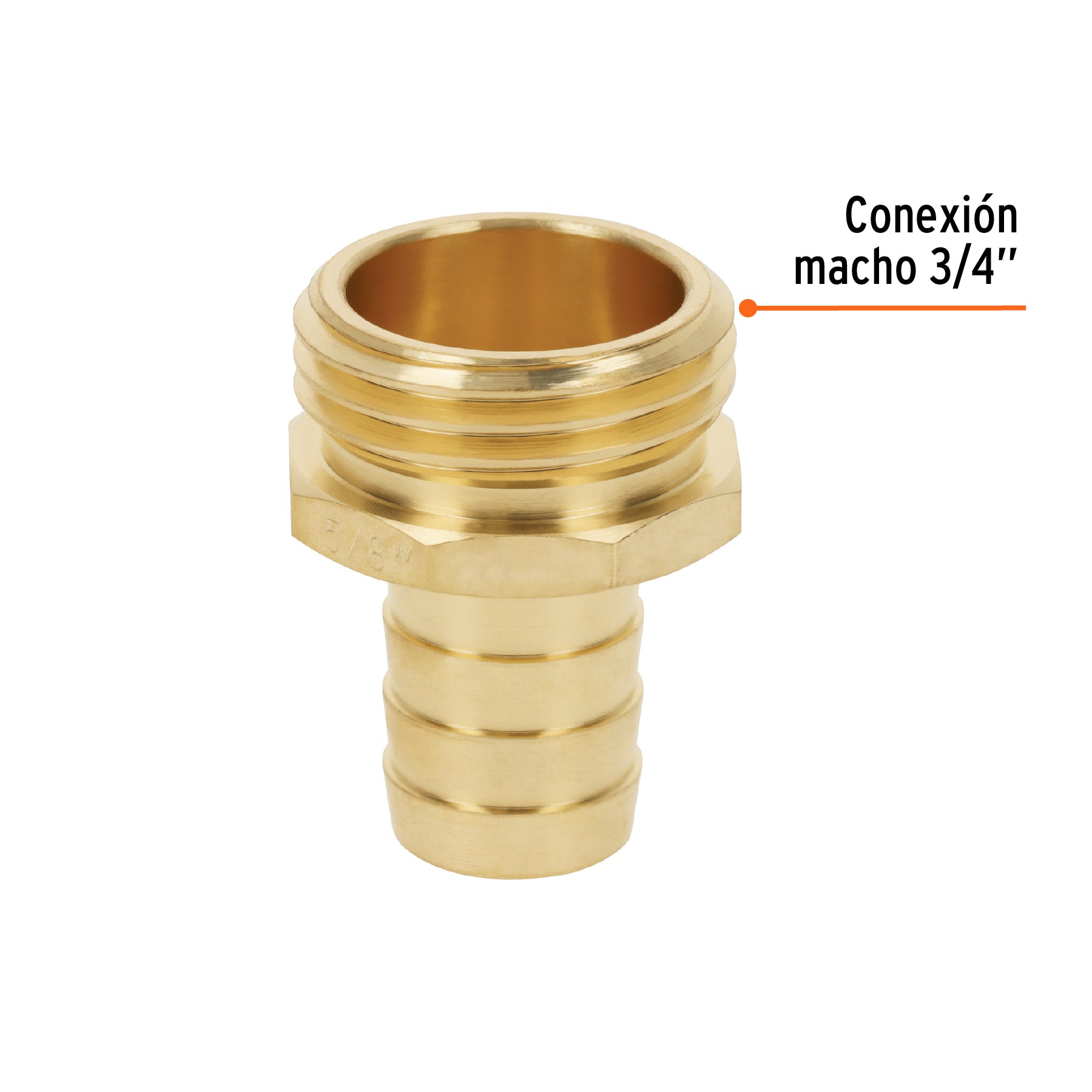 Conector 5/8" macho de latón sólido para manguera, TRUPER