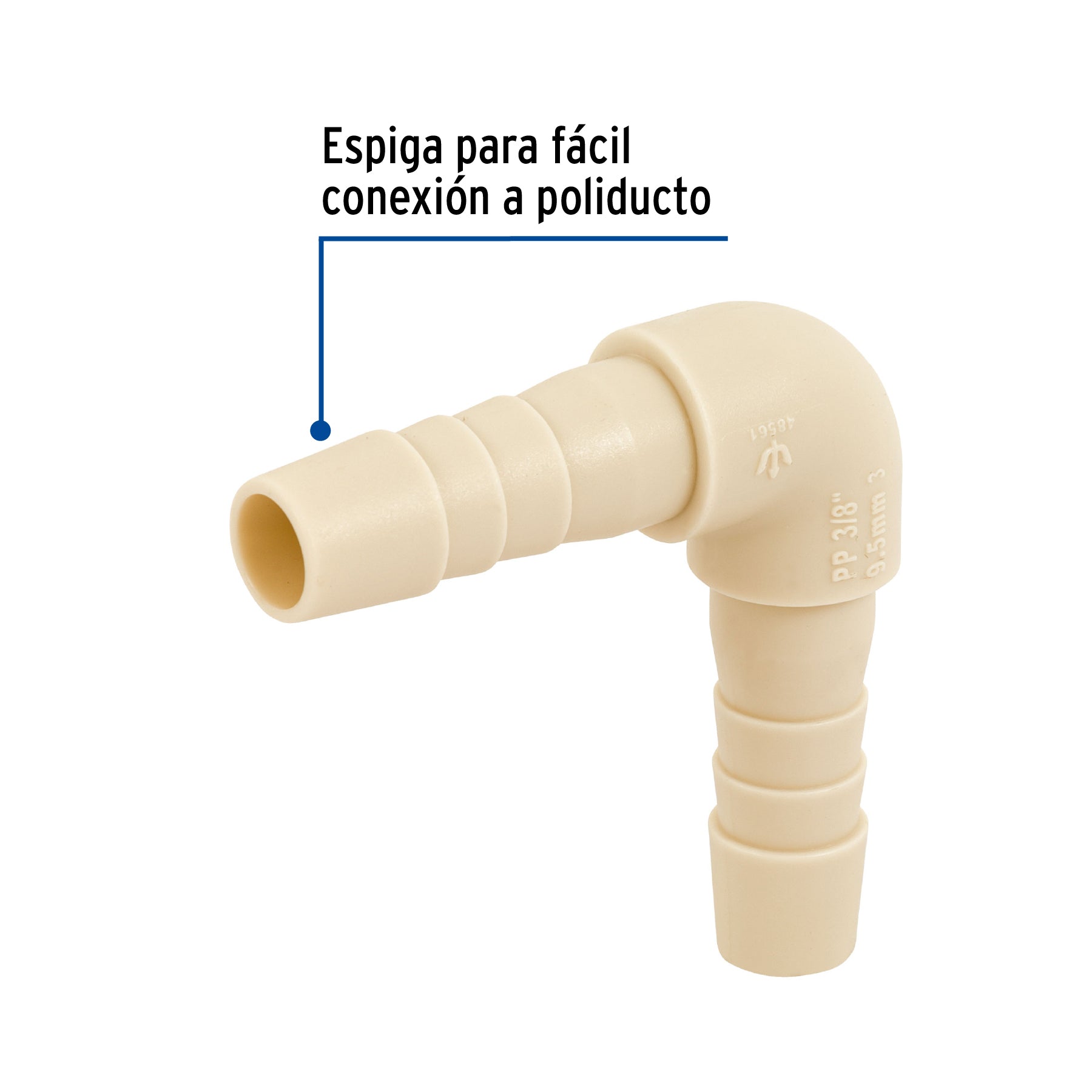 Codo 90° inserción de 3/8" de polipropileno, FOSET