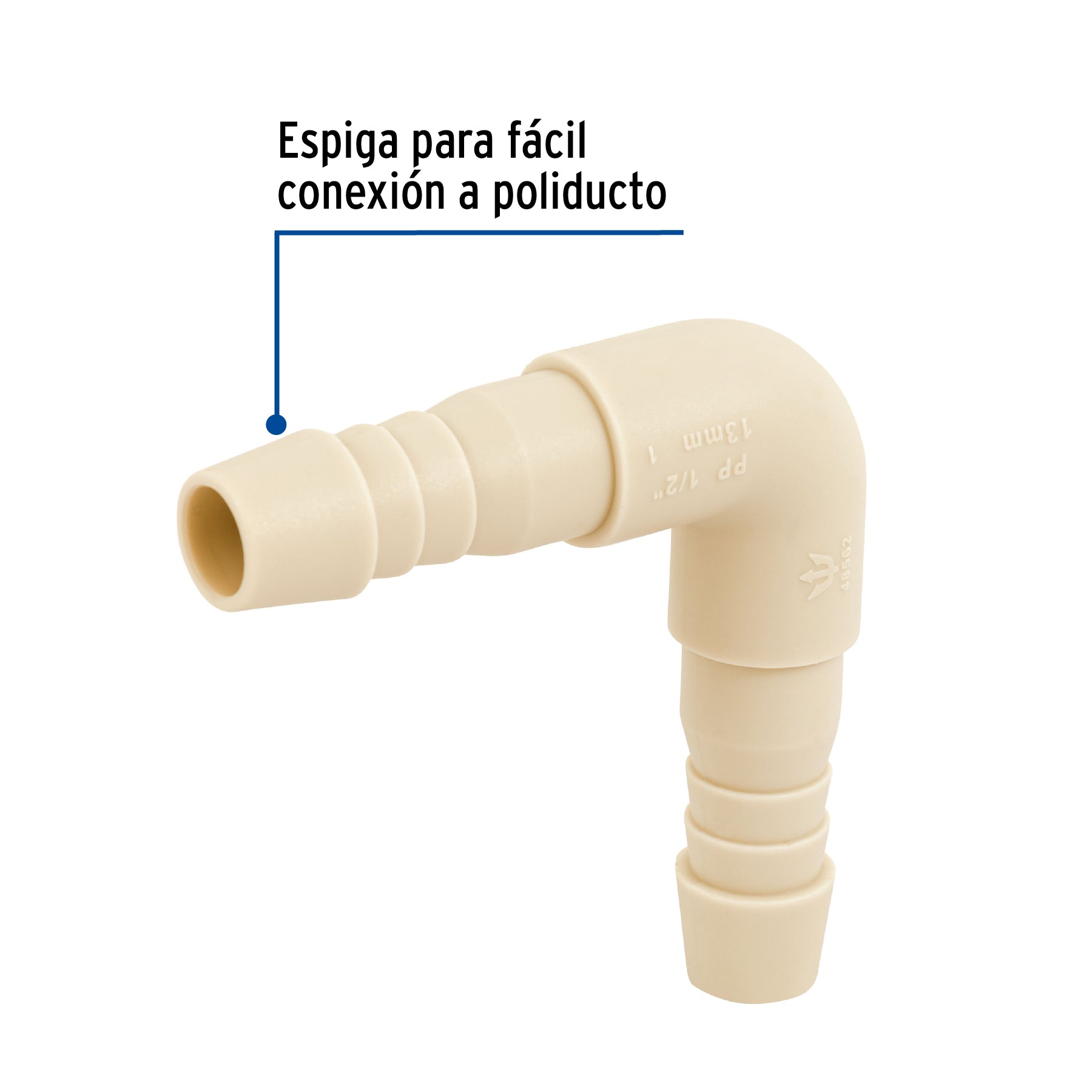 Codo 90° inserción de 1/2" de polipropileno, FOSET