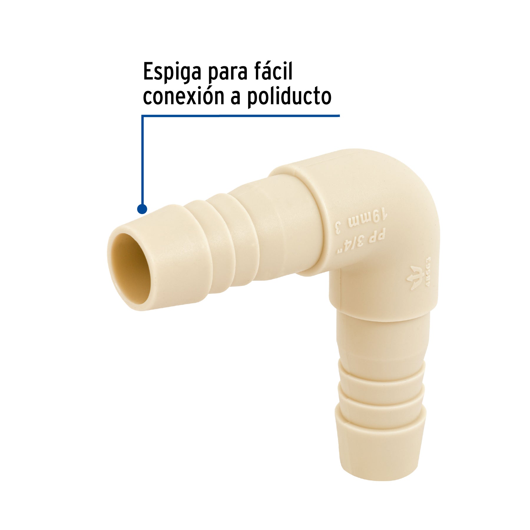 Codo 90° inserción de 3/4" de polipropileno, FOSET